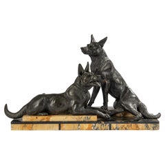 Art Deco Period Sculpture of German or Belgian Sheppards by Louis Carvin
