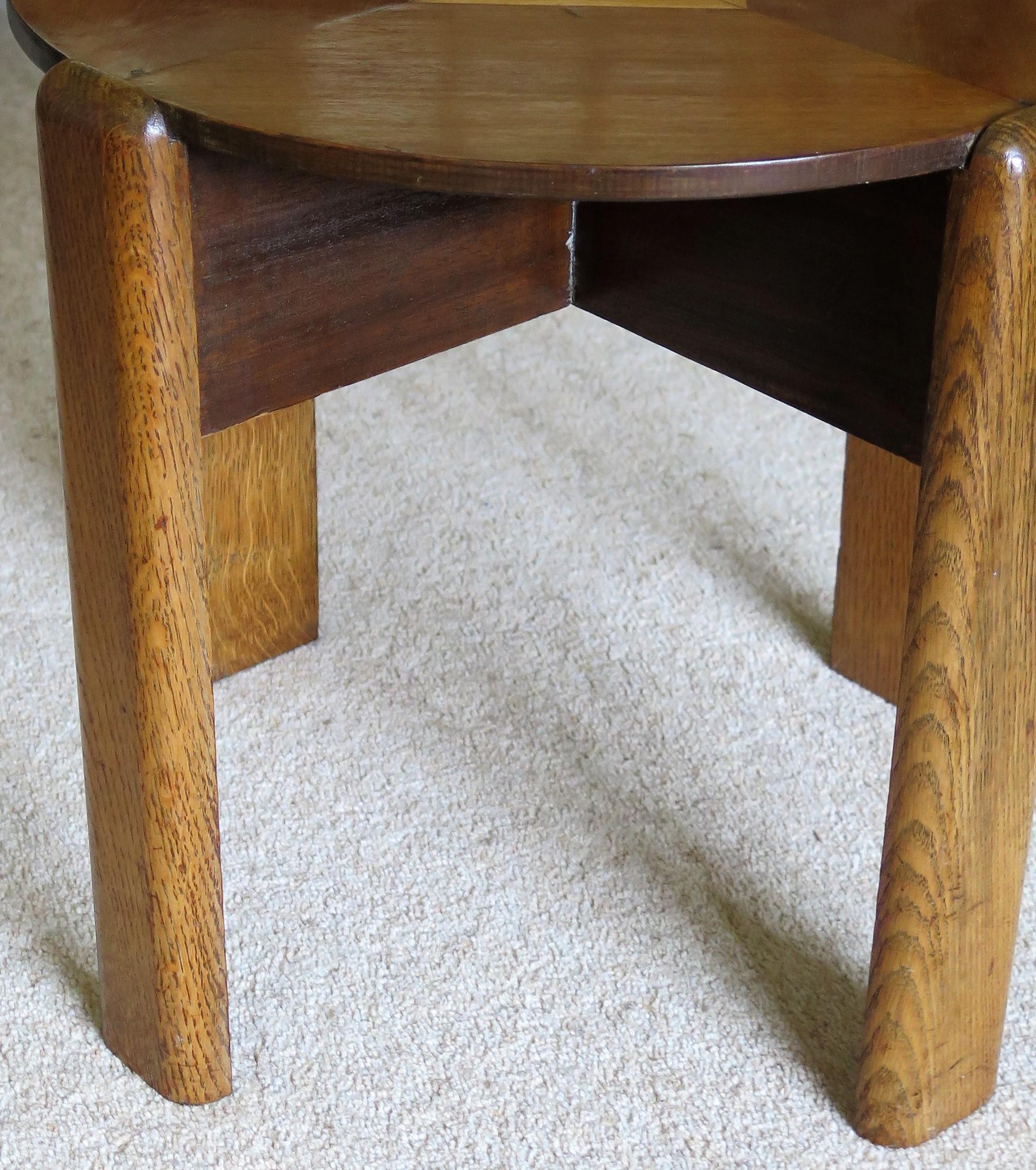 Art Deco Period Occasional Table with Quarter Veneered Top and Oak Legs, Ca 1930 For Sale 5