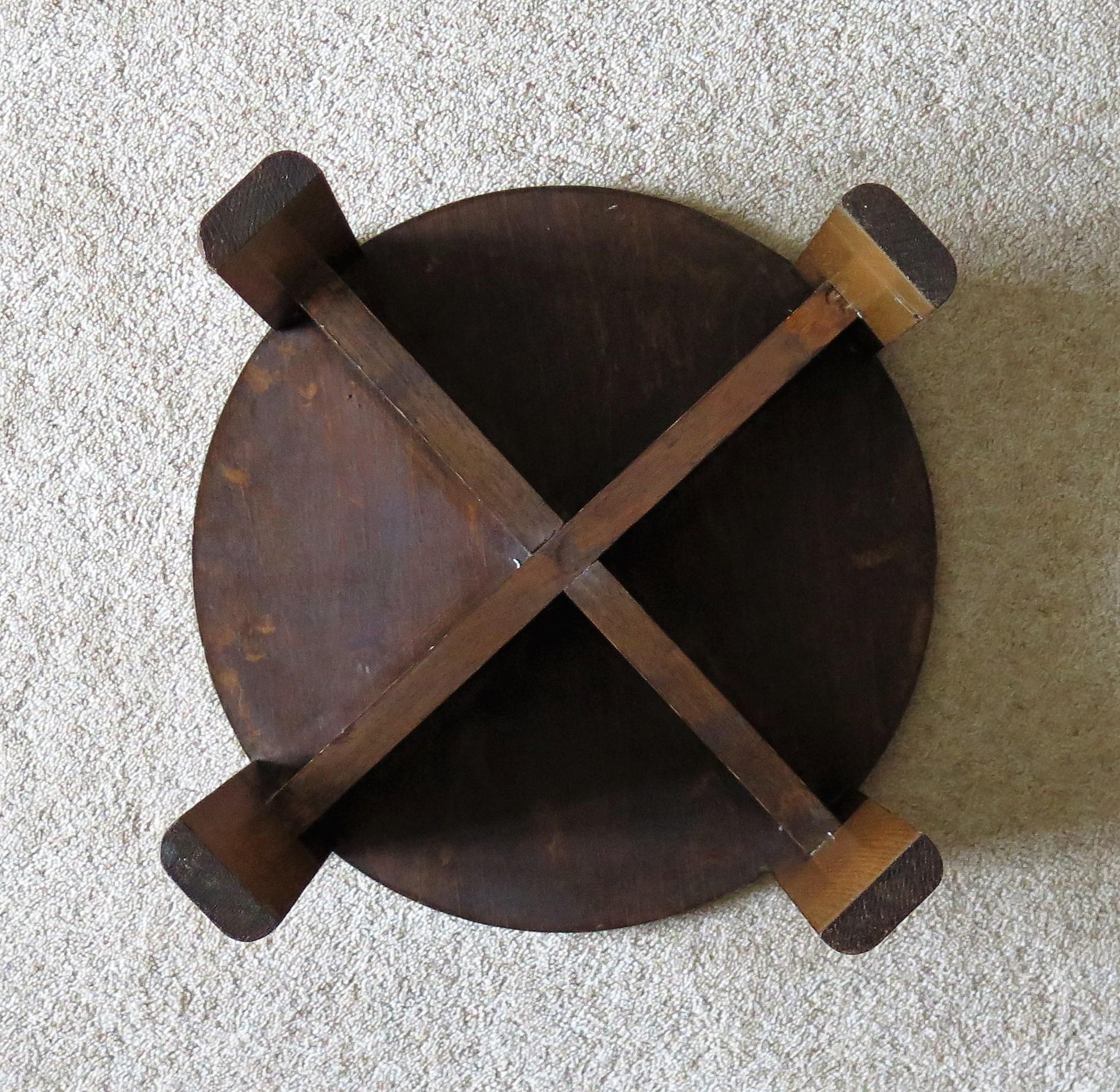 Art Deco Period Occasional Table with Quarter Veneered Top and Oak Legs, Ca 1930 For Sale 6