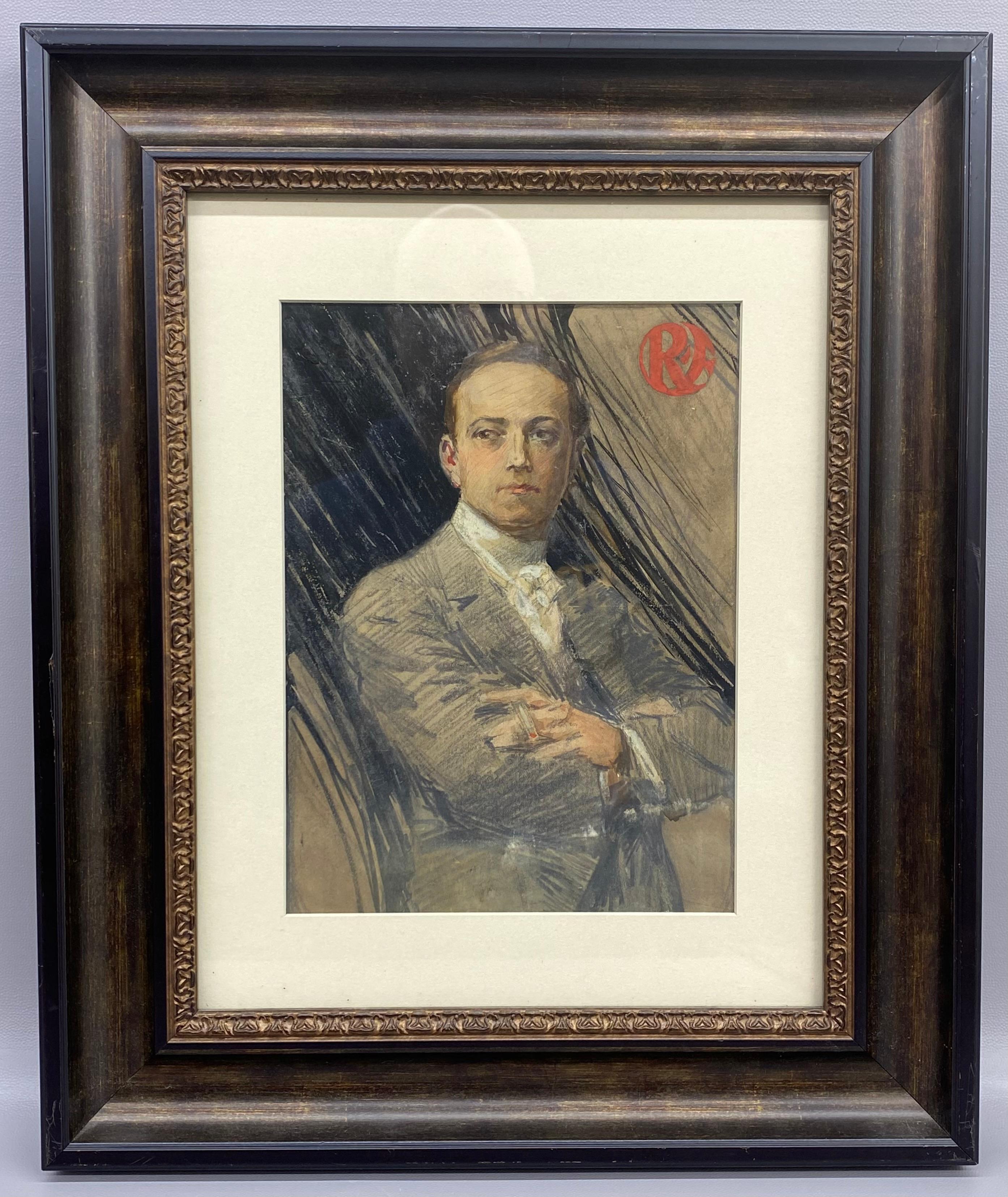 Illustrazione dell'uomo che fuma in periodo Art Deco in vendita 1