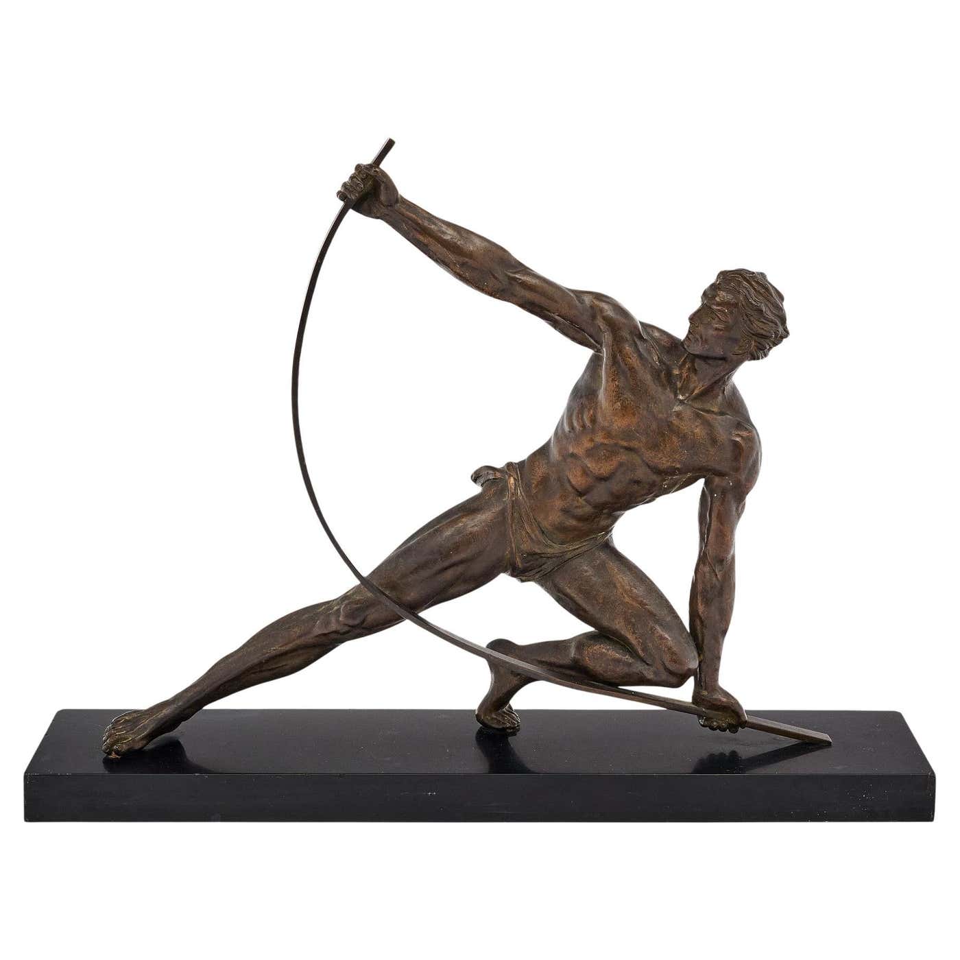 Deco Archer Art Deco Period “Spartiate” Archer Statue For Sale at 1stDibs