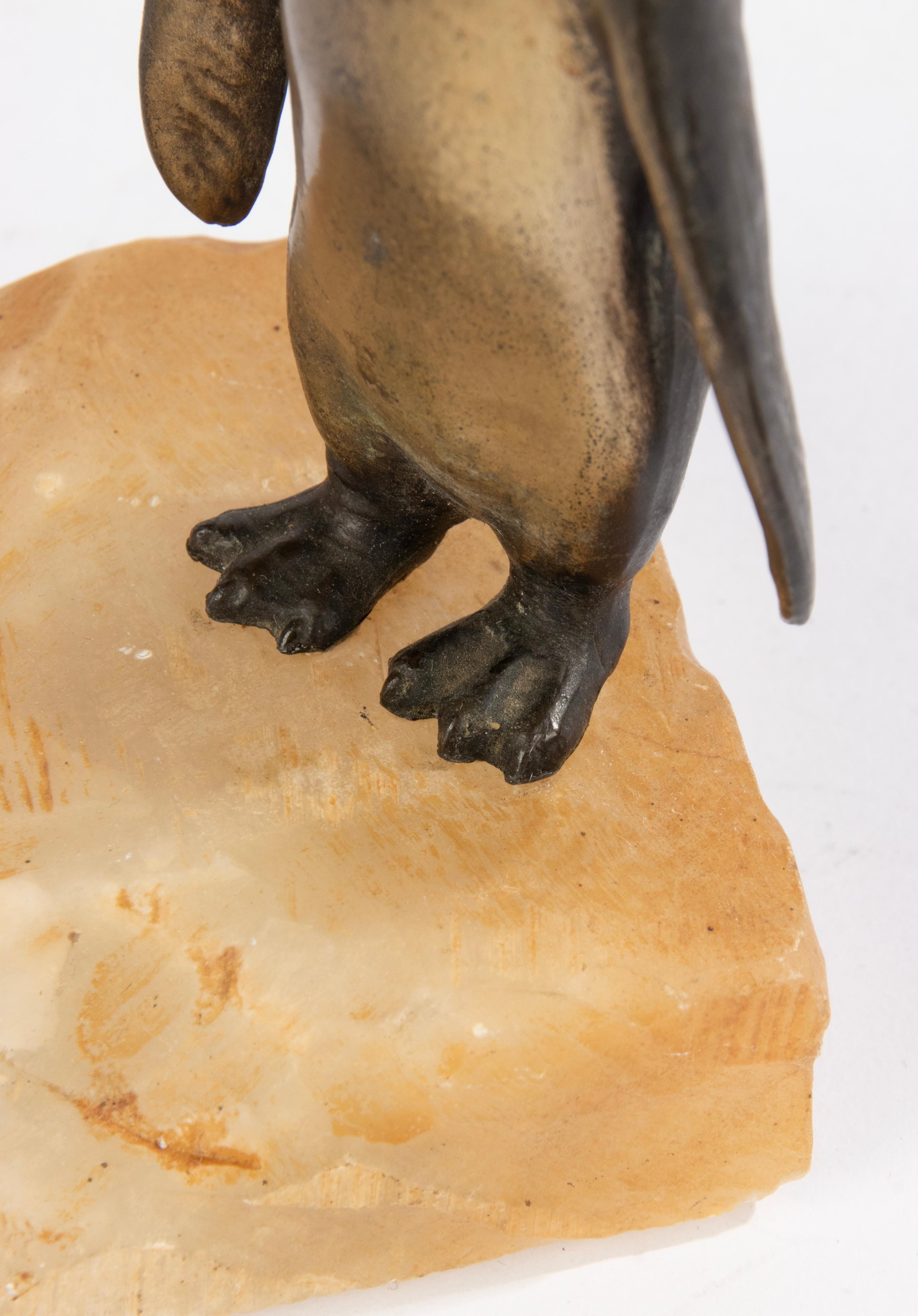 Art Deco Periode Zinn Buchstütze mit Pinguinen  im Angebot 5