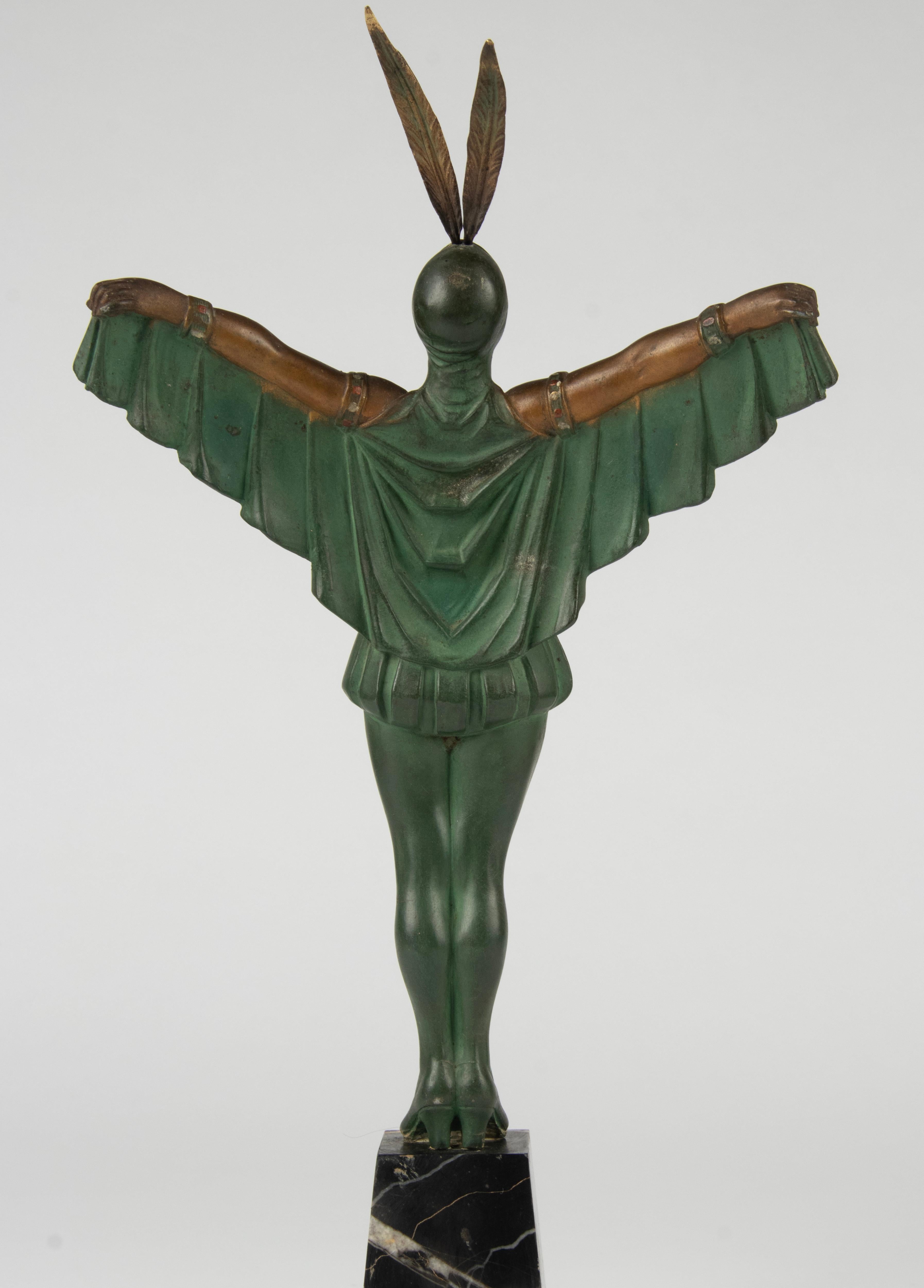 Art Deco Period Spelter Sculpture of a Woman Flapper Dancer For Sale 5