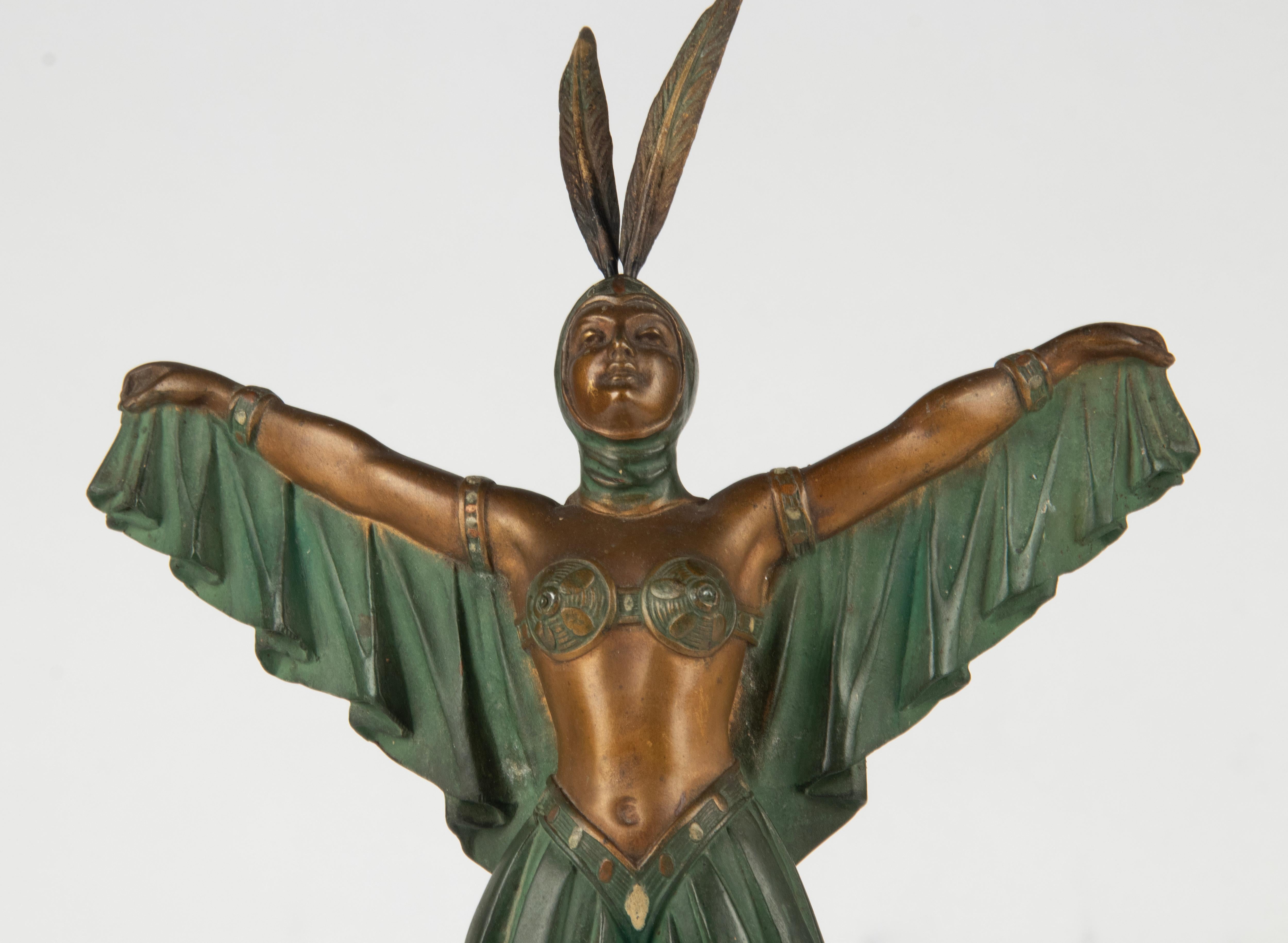 Art Deco Period Spelter Sculpture of a Woman Flapper Dancer For Sale 6