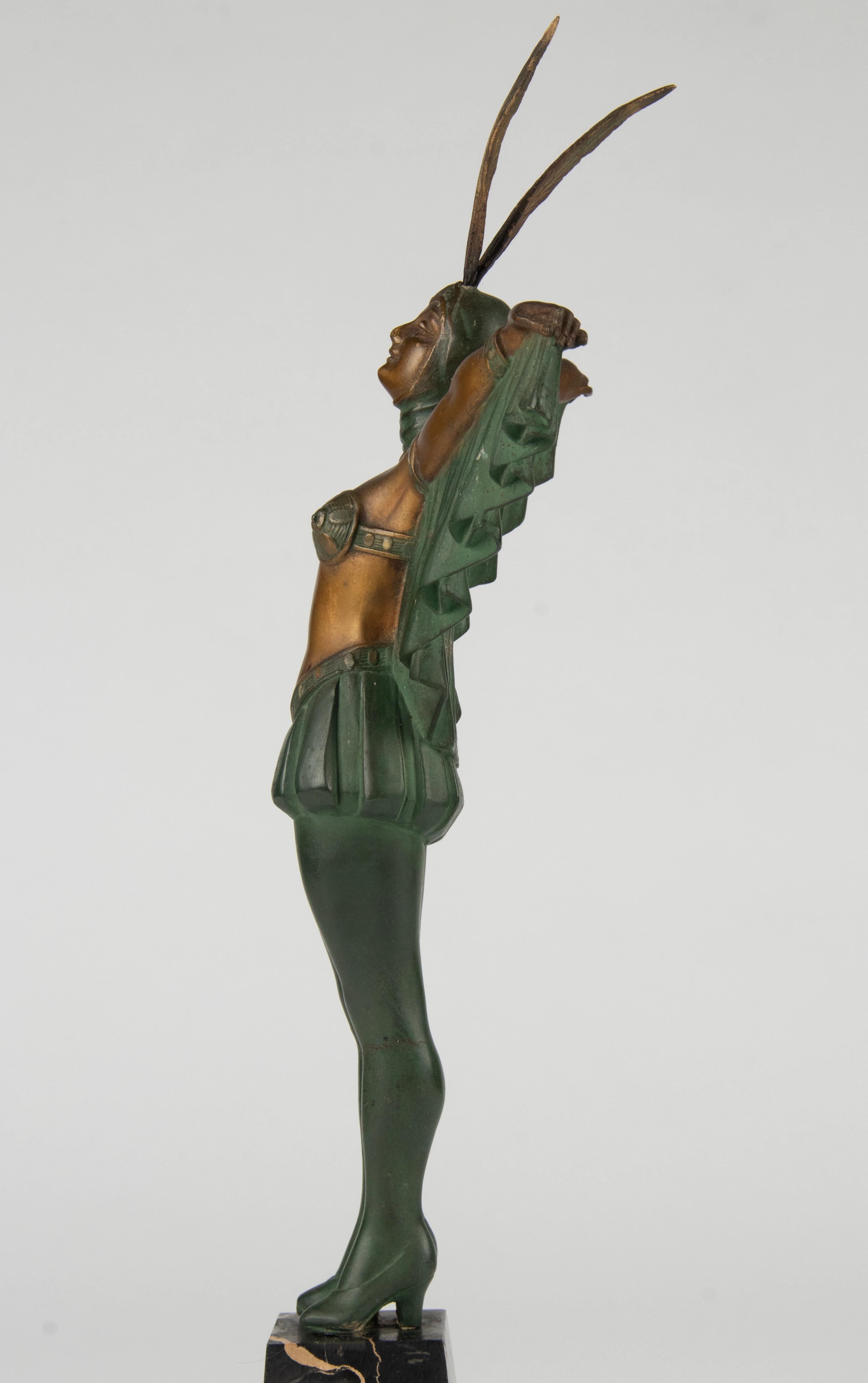 Art Deco Period Spelter Sculpture of a Woman Flapper Dancer For Sale 8