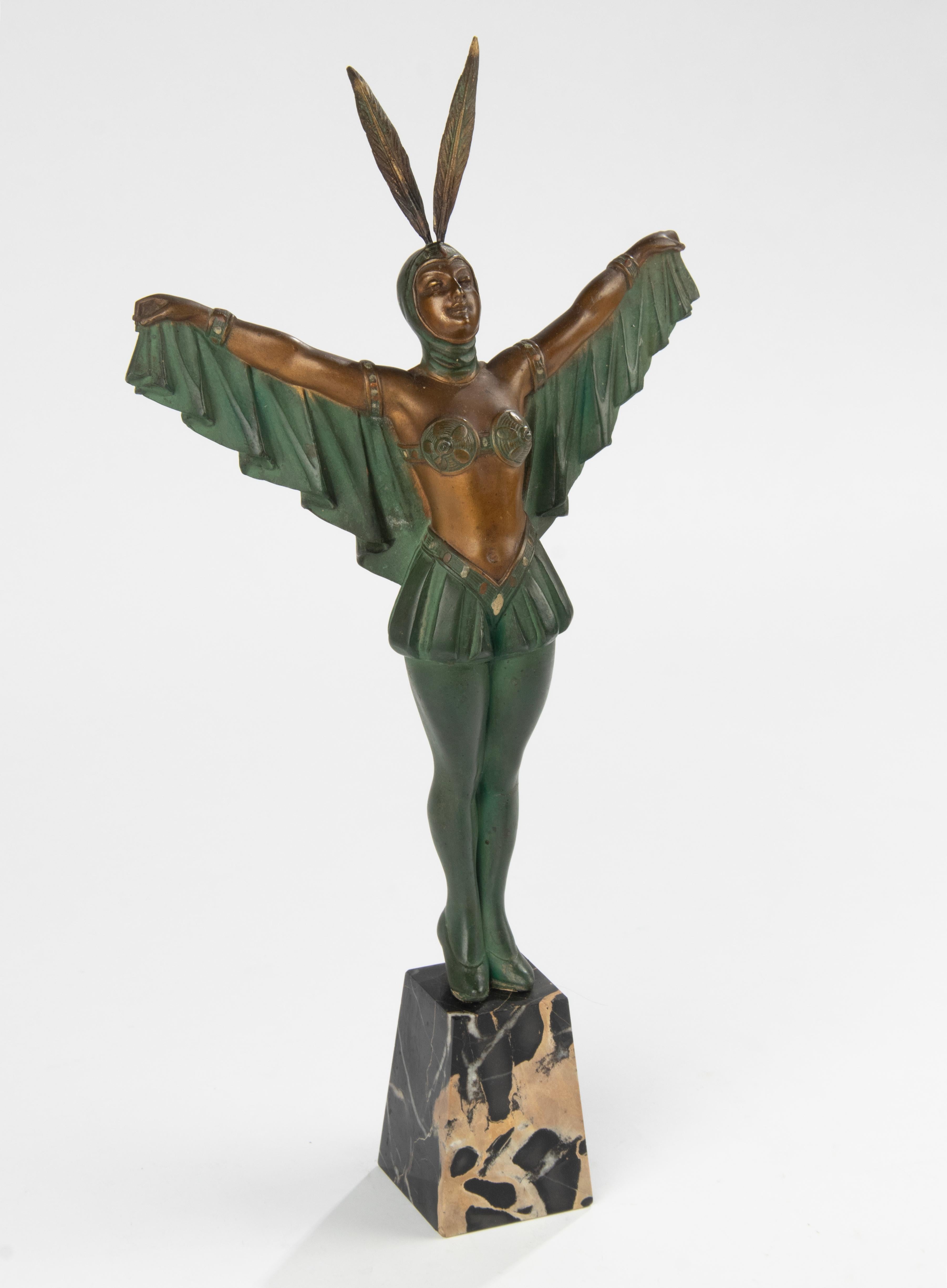 Art Deco Period Spelter Sculpture of a Woman Flapper Dancer For Sale 13