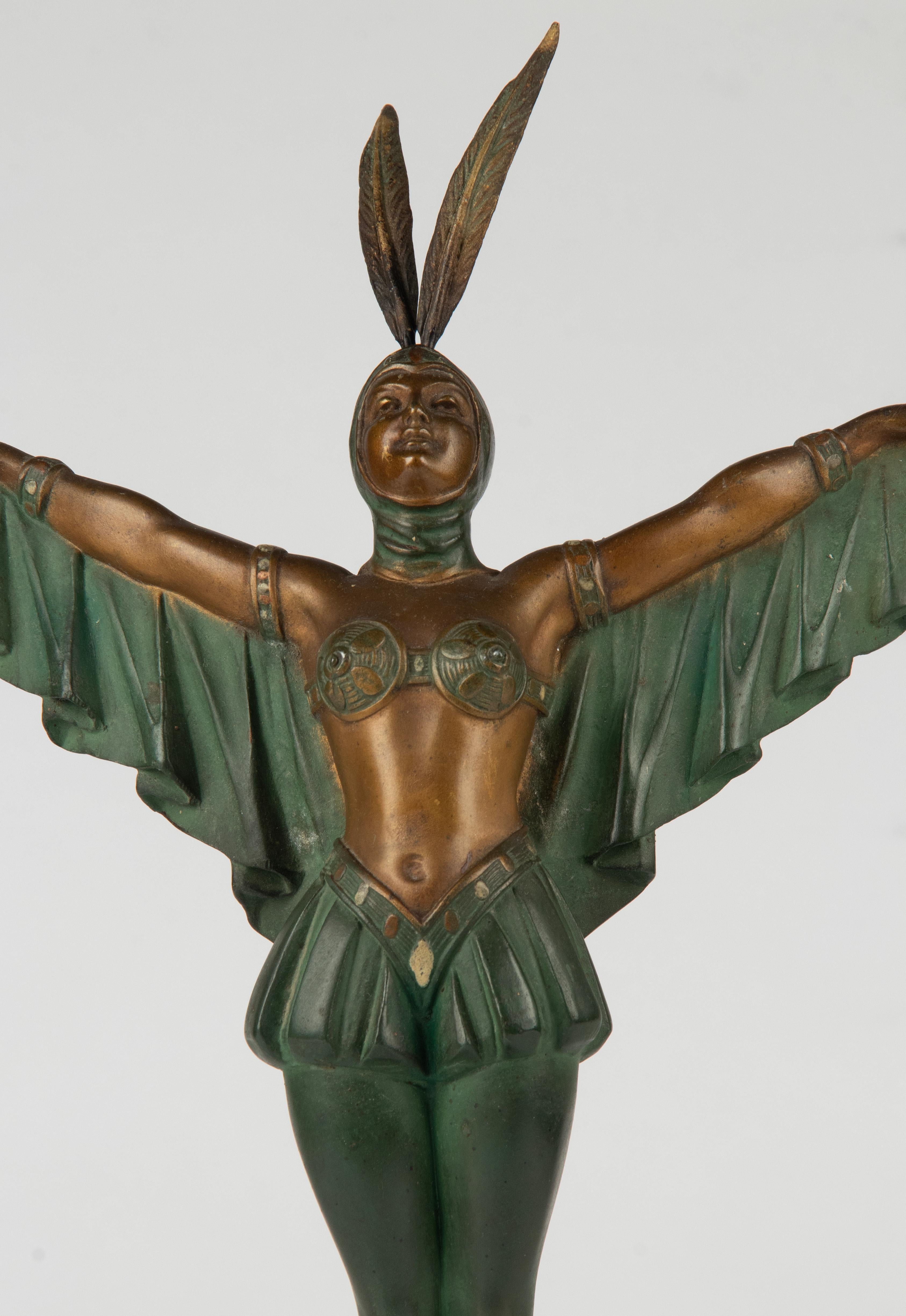 Art Deco Period Spelter Sculpture of a Woman Flapper Dancer In Good Condition For Sale In Casteren, Noord-Brabant