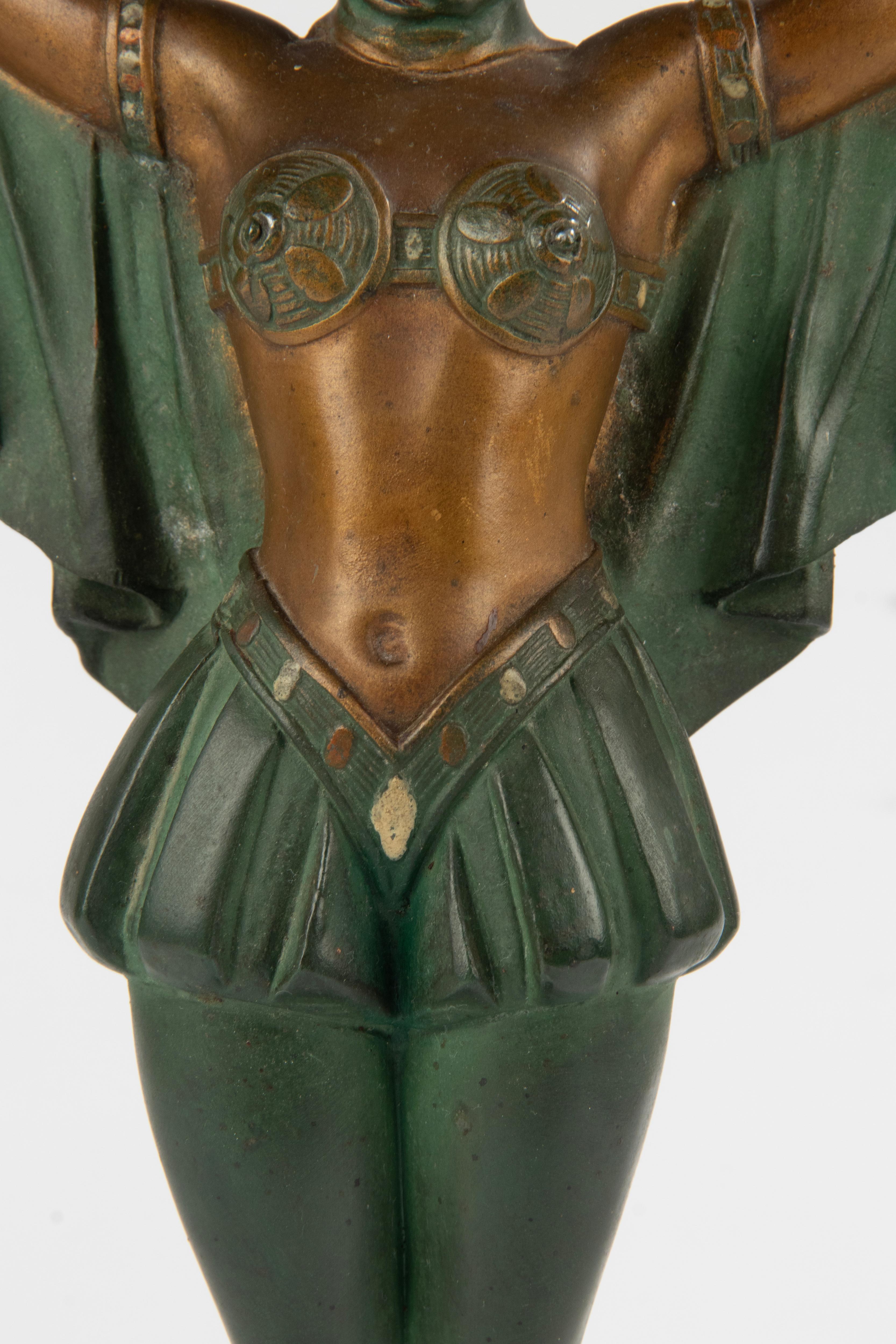 Art Deco Period Spelter Sculpture of a Woman Flapper Dancer For Sale 2