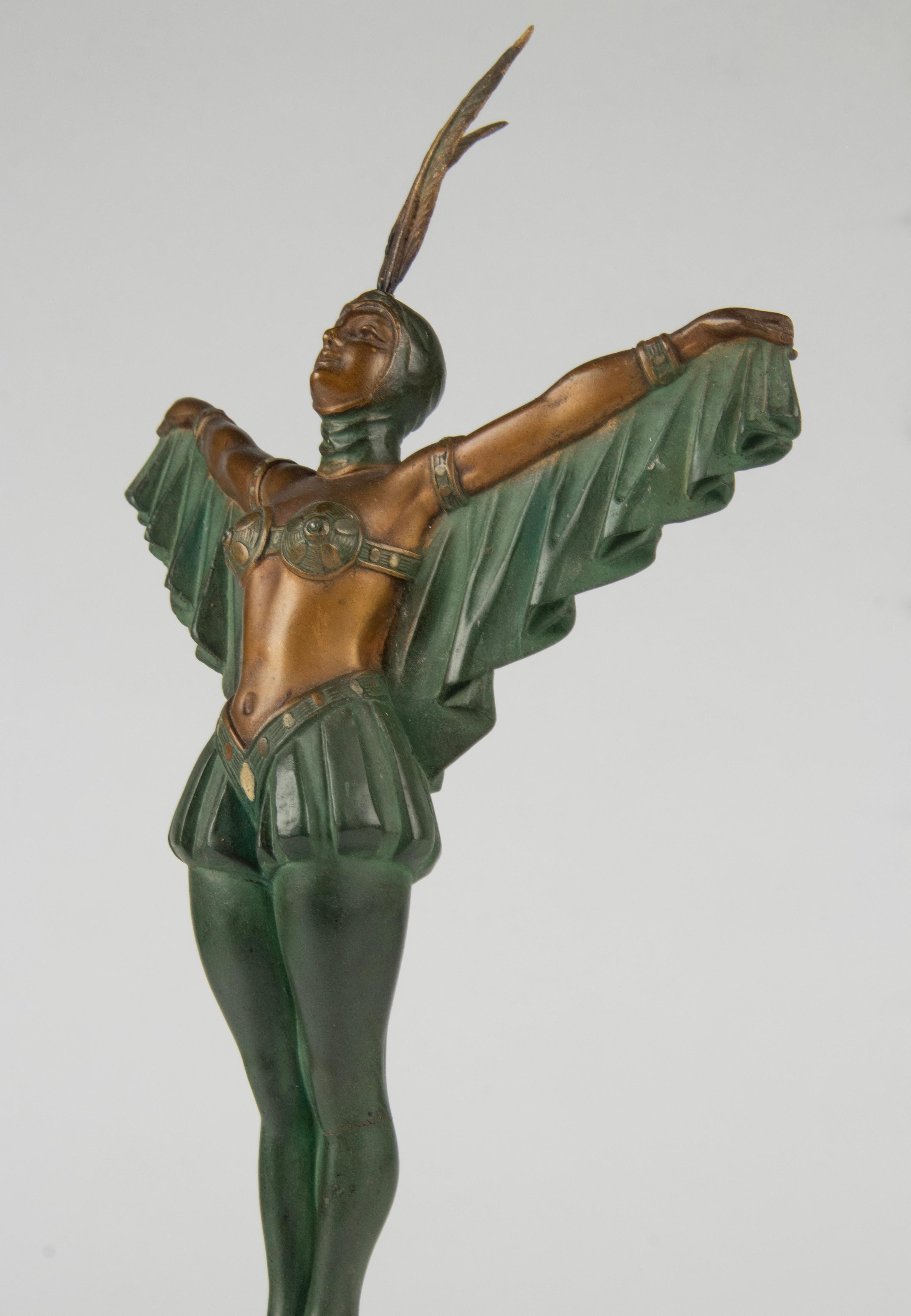 Art Deco Period Spelter Sculpture of a Woman Flapper Dancer For Sale 3