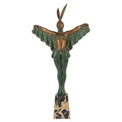Art Deco Period Spelter Sculpture of a Woman Flapper Dancer