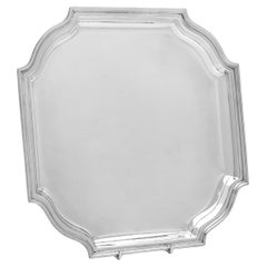 Bandeja cuadrada de plata de ley de la época Art Déco - fabricada en Londres en 1944