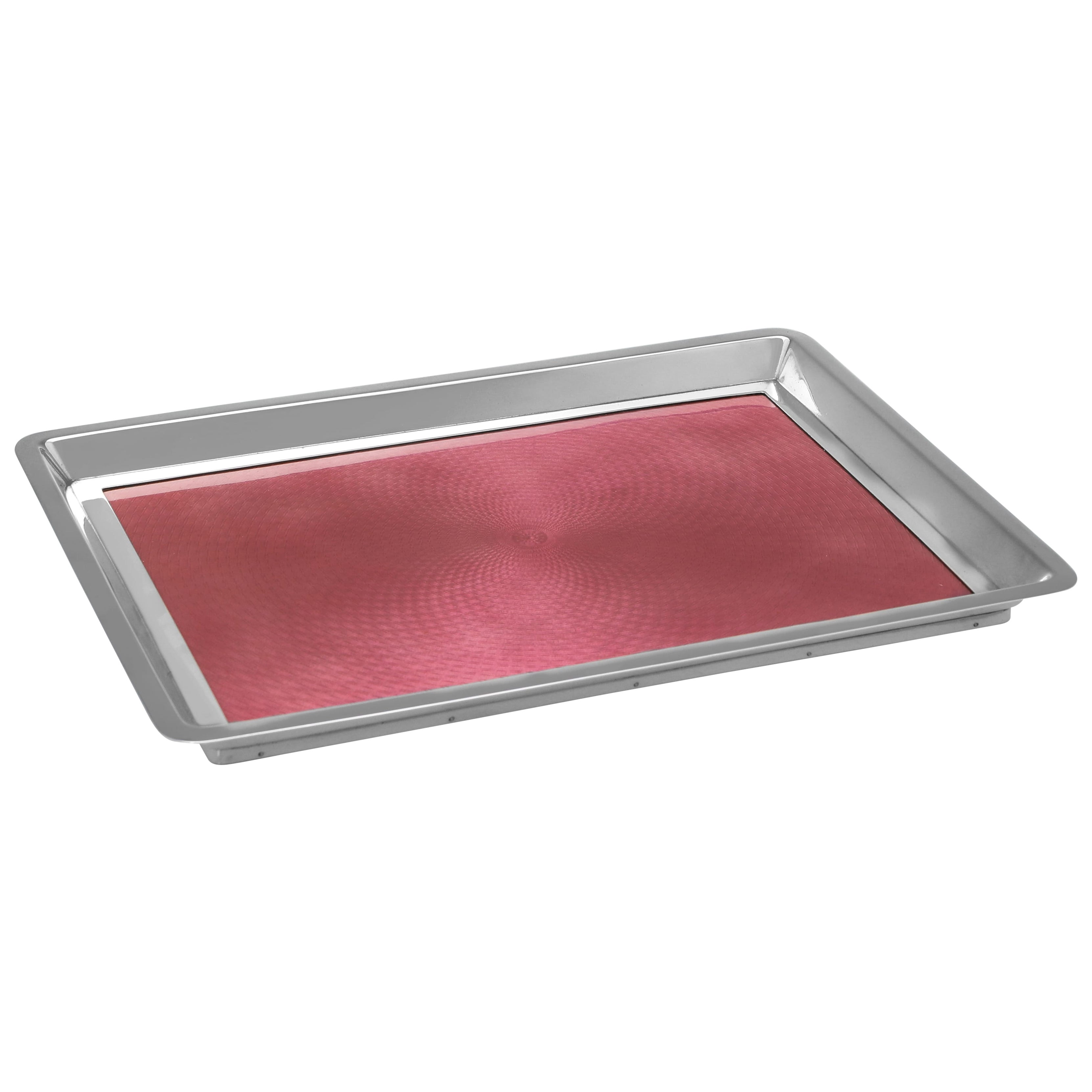 Art deco period sterling silver and enamel dressing table tray made in 1920