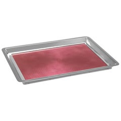 Art deco period sterling silver and enamel dressing table tray made in 1920