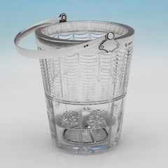 Art deco period sterling silver and glass ice bucket made in London in 1934
