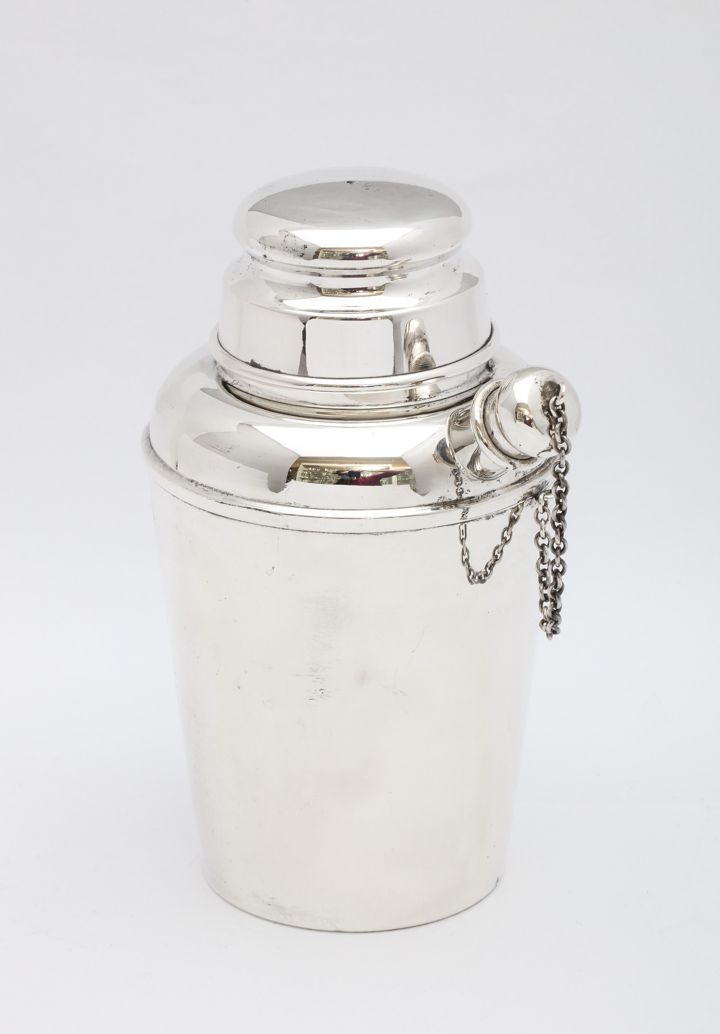 Gilt Art Deco Period Sterling Silver Cocktail Shaker For Sale