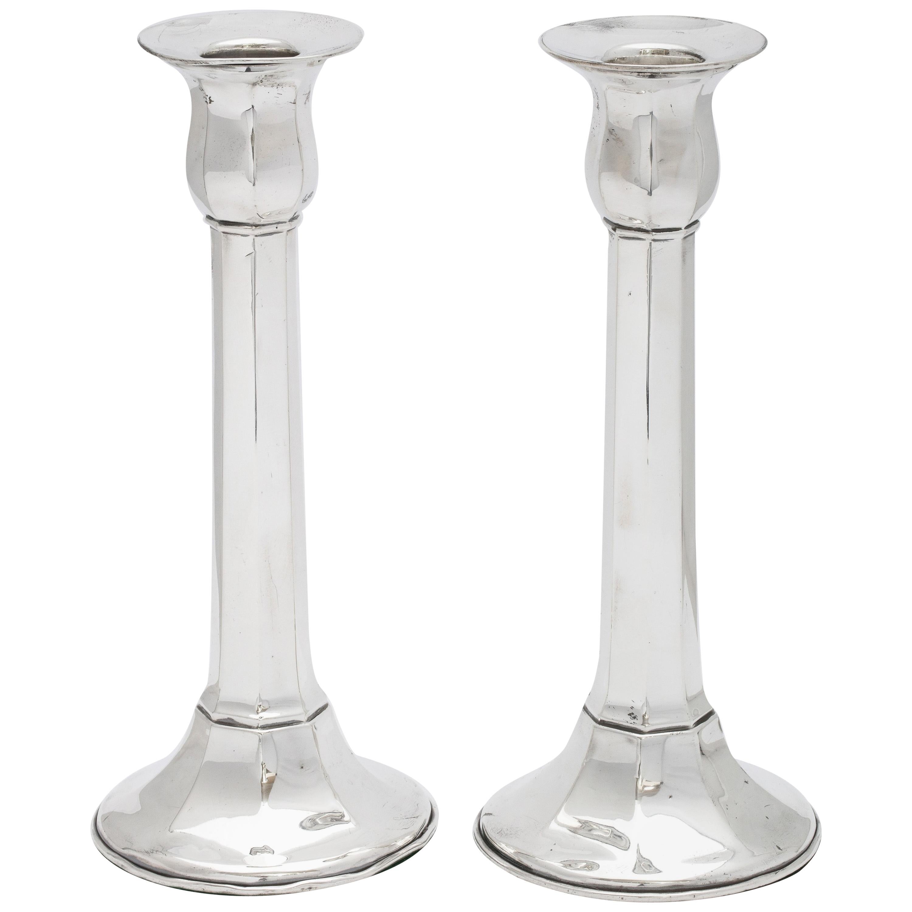 Art Deco Period Sterling Silver Column-Form Candlesticks