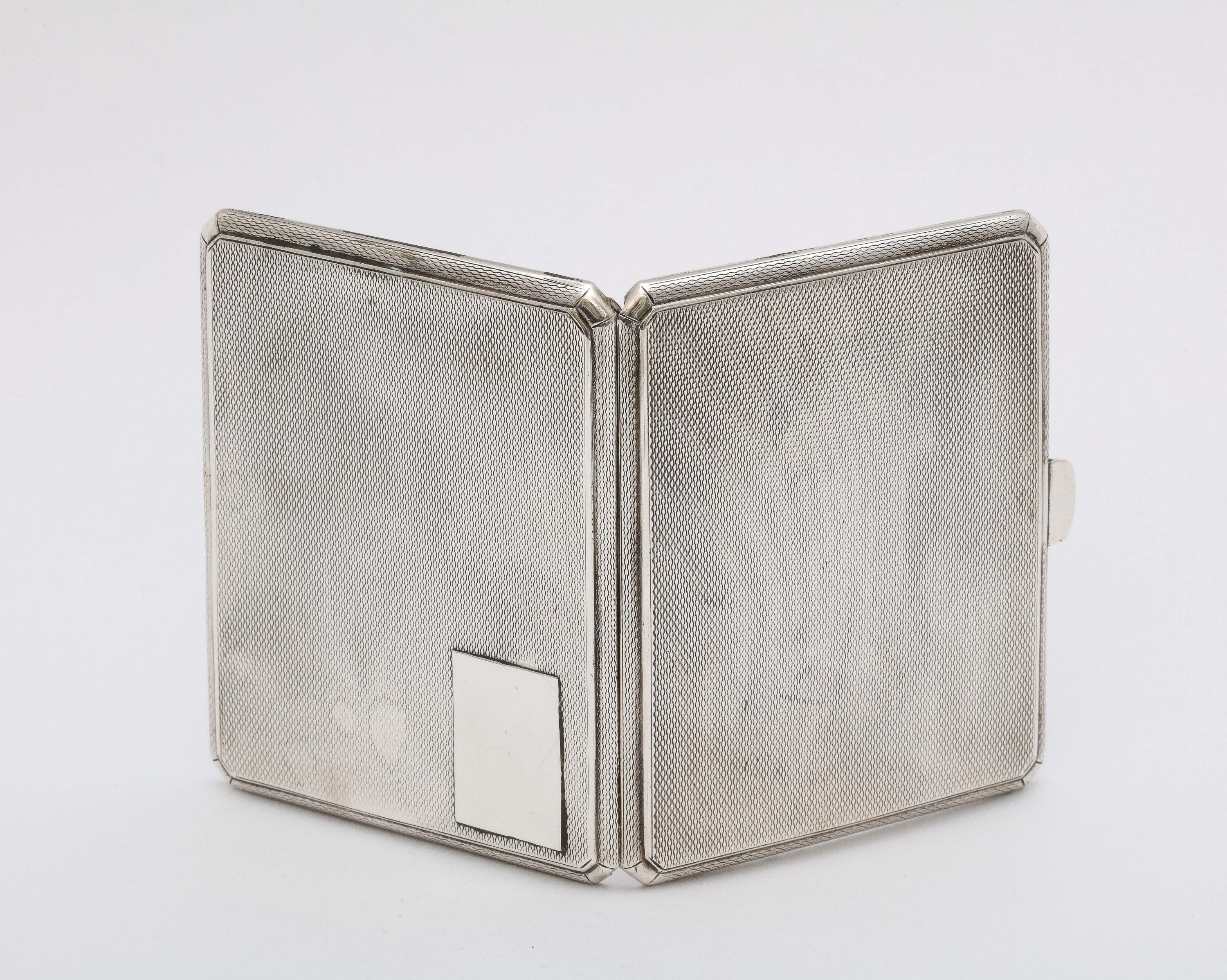 Art Deco Period Sterling Silver Engine Turned Cigarette Case For Sale 2