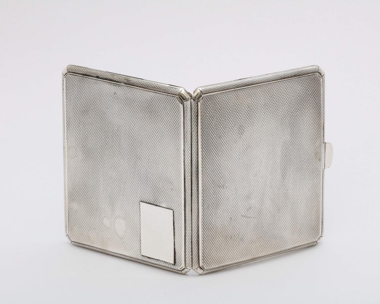 Art Deco Period Sterling Silver Engine Turned Cigarette Case For Sale 5