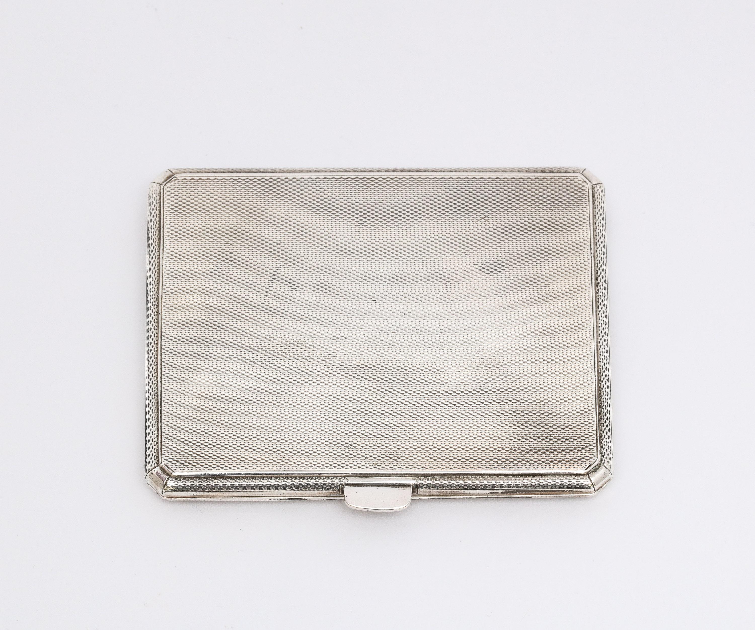 Art Deco Period Sterling Silver Engine Turned Cigarette Case For Sale 3