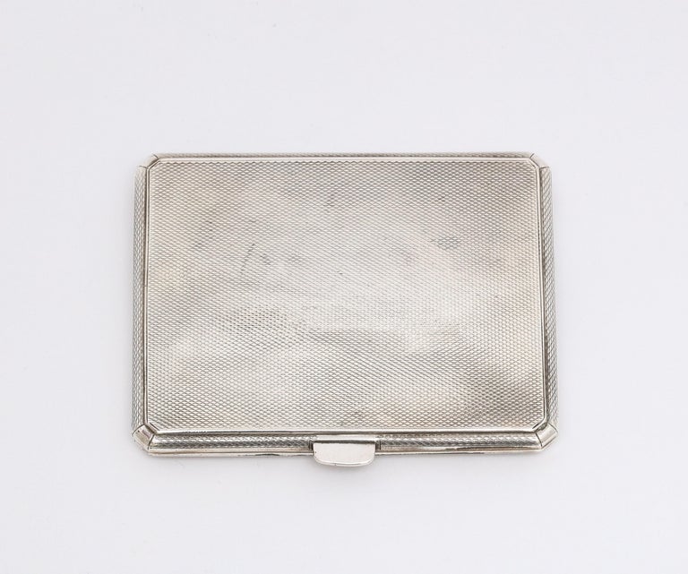 Art Deco Period Sterling Silver Engine Turned Cigarette Case For Sale 6