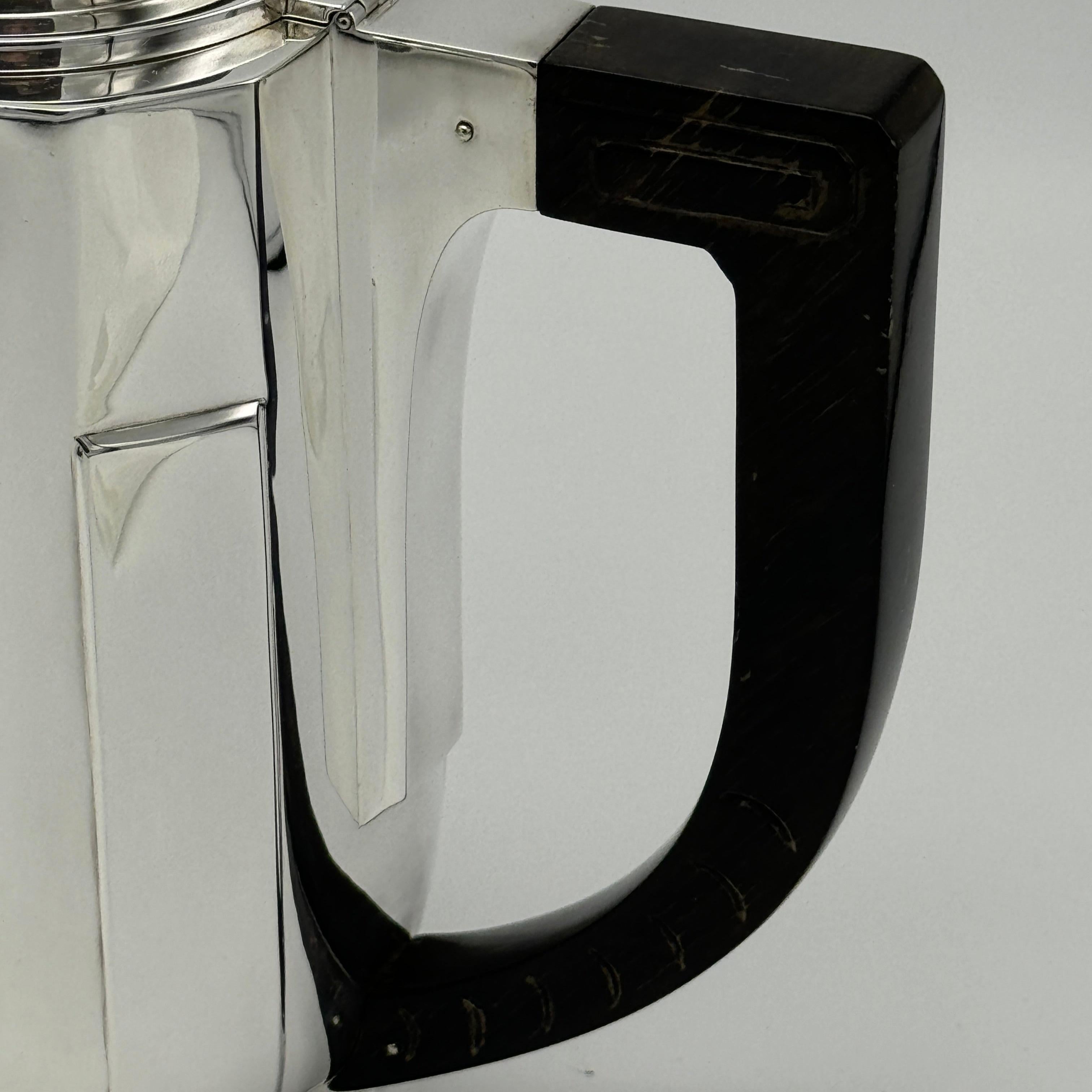 Art Deco Period Sterling Silver Five Piece Tea Coffee Service Belgium circa 1930 For Sale 1