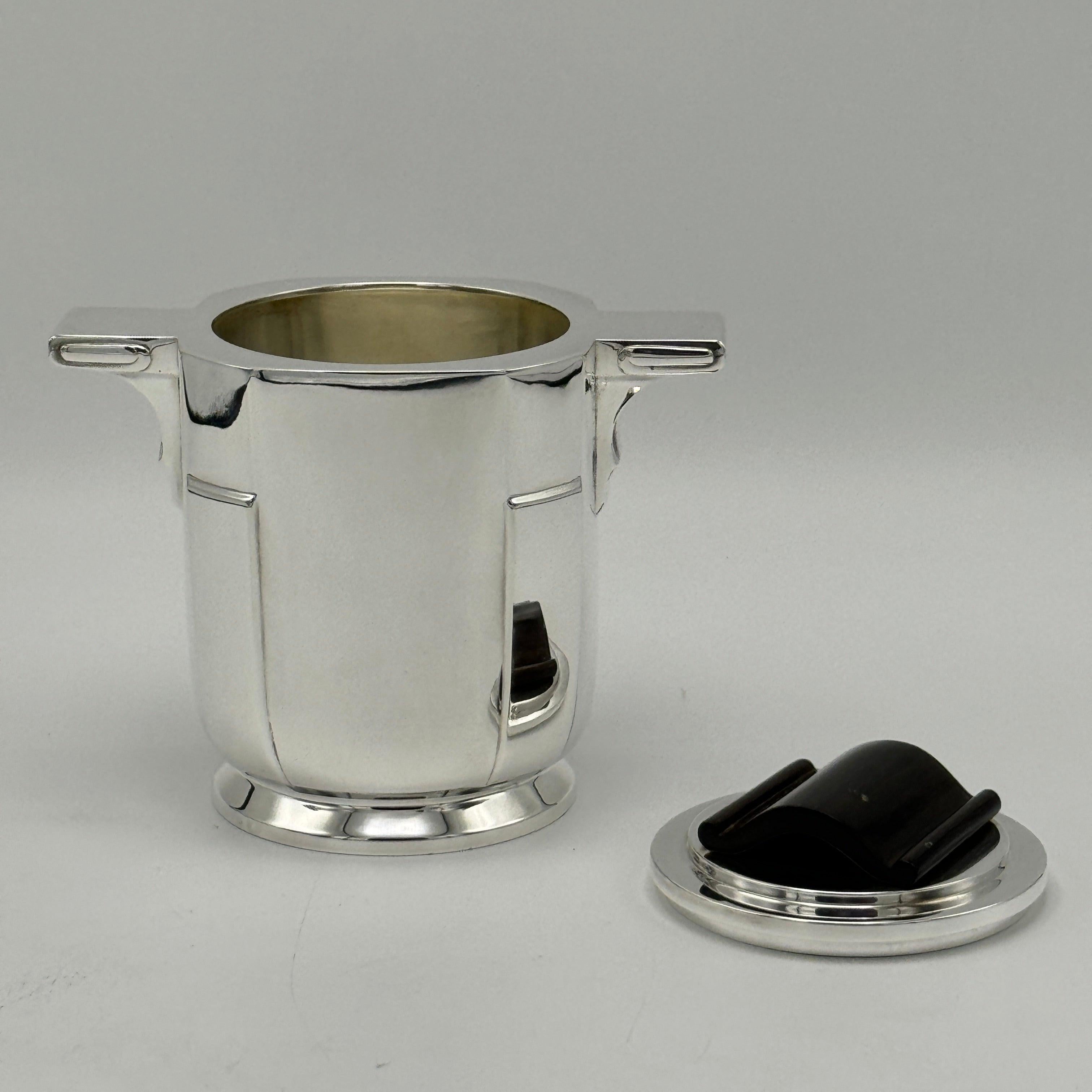 Art Deco Period Sterling Silver Five Piece Tea Coffee Service Belgium circa 1930 For Sale 3