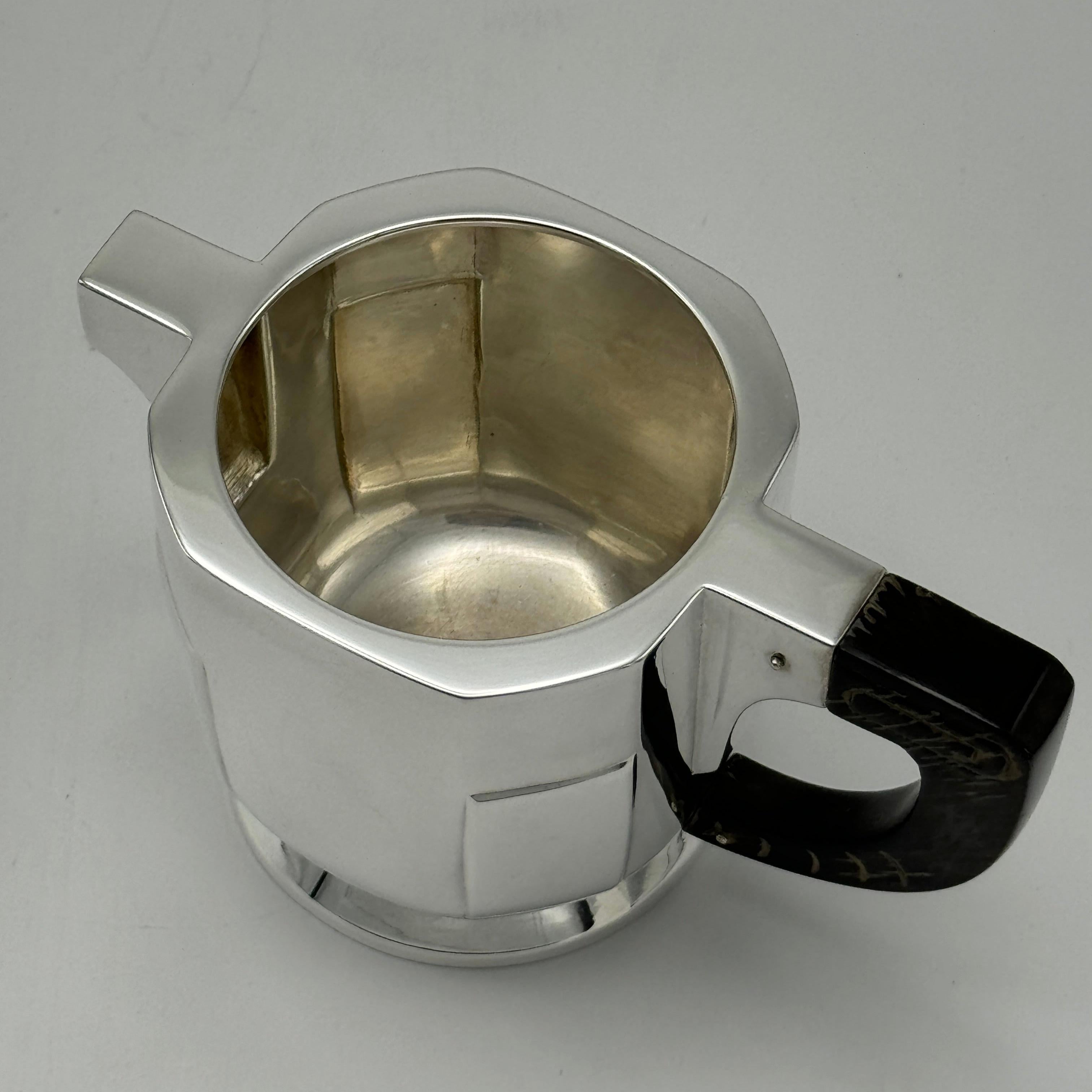 Art Deco Period Sterling Silver Five Piece Tea Coffee Service Belgium circa 1930 For Sale 4