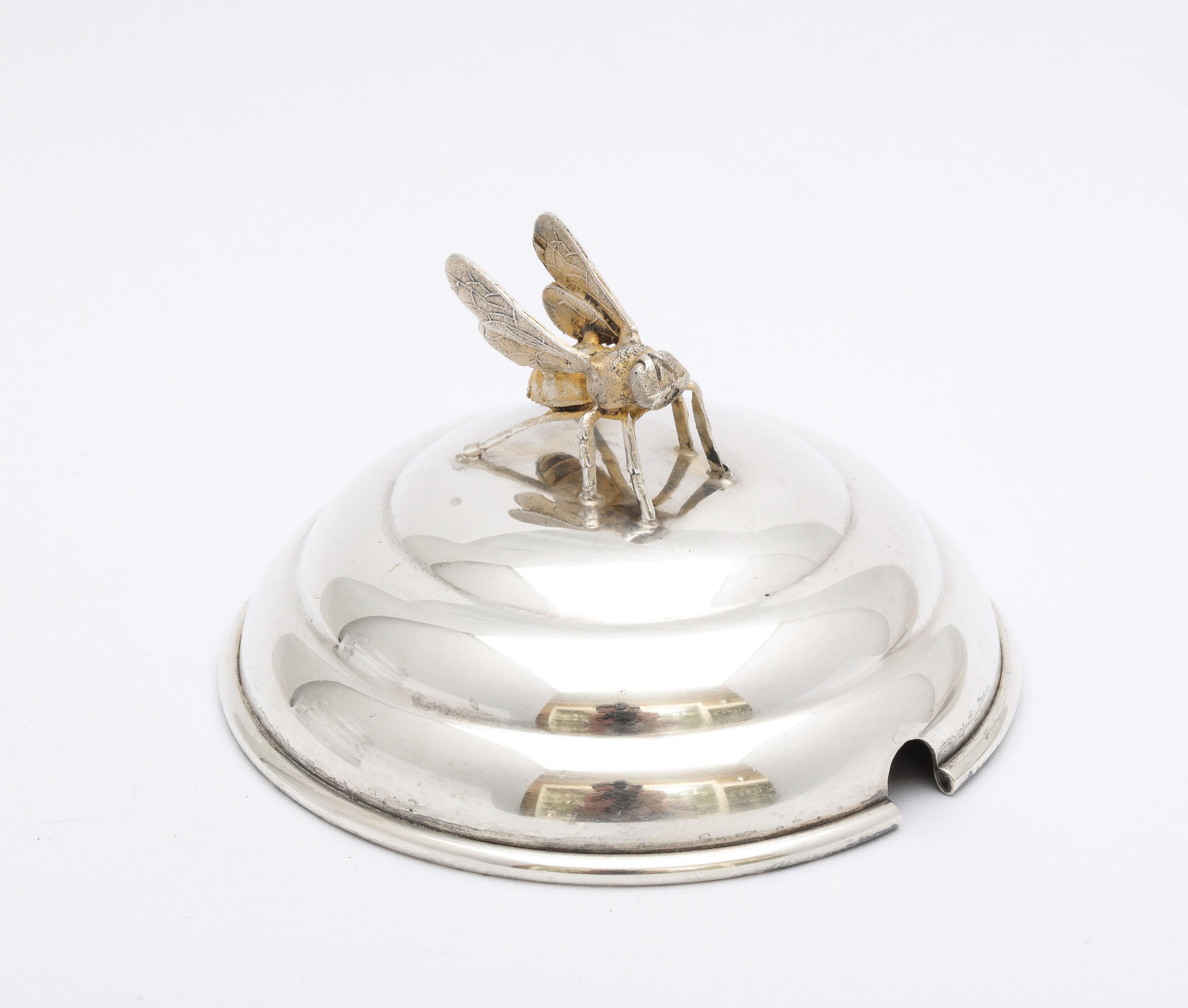 Art Deco Period Sterling Silver-Mounted Beehive-Form Honey Jar 10
