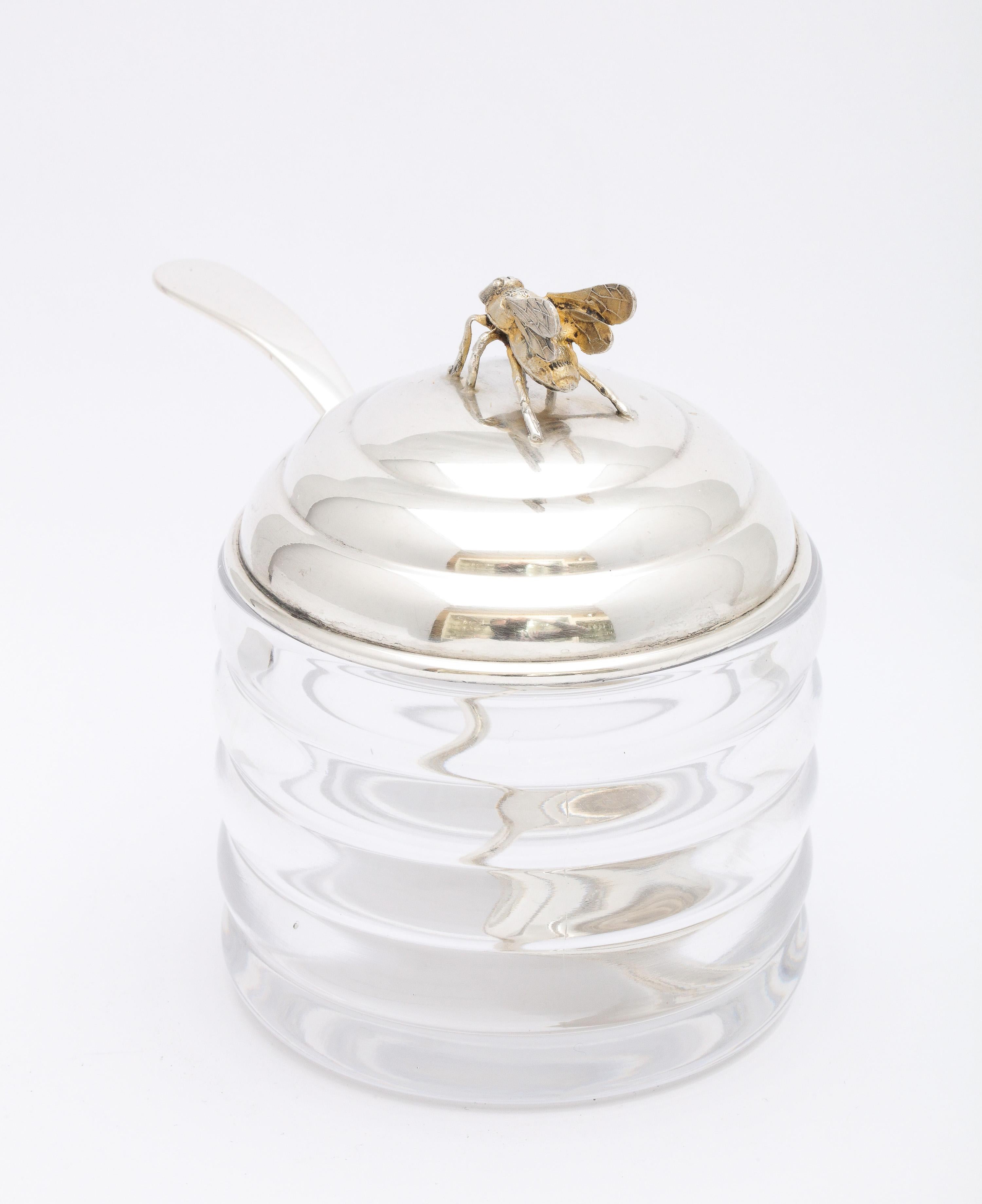 Art Deco Period Sterling Silver-Mounted Beehive-Form Honey Jar 4