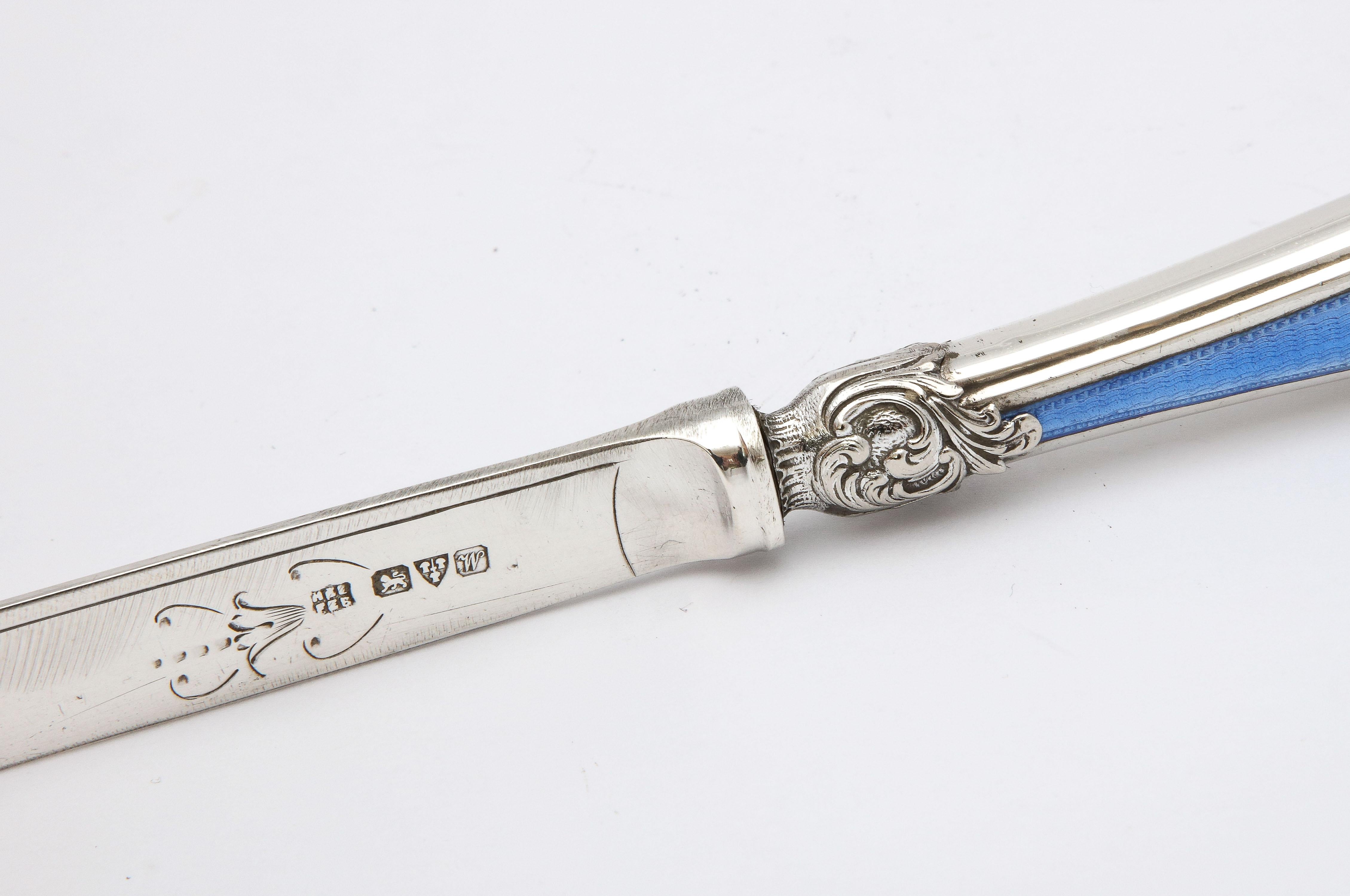 Art Deco Period Sterling Silver-Mounted Blue Enamel Letter Opener/Paper Knife For Sale 5