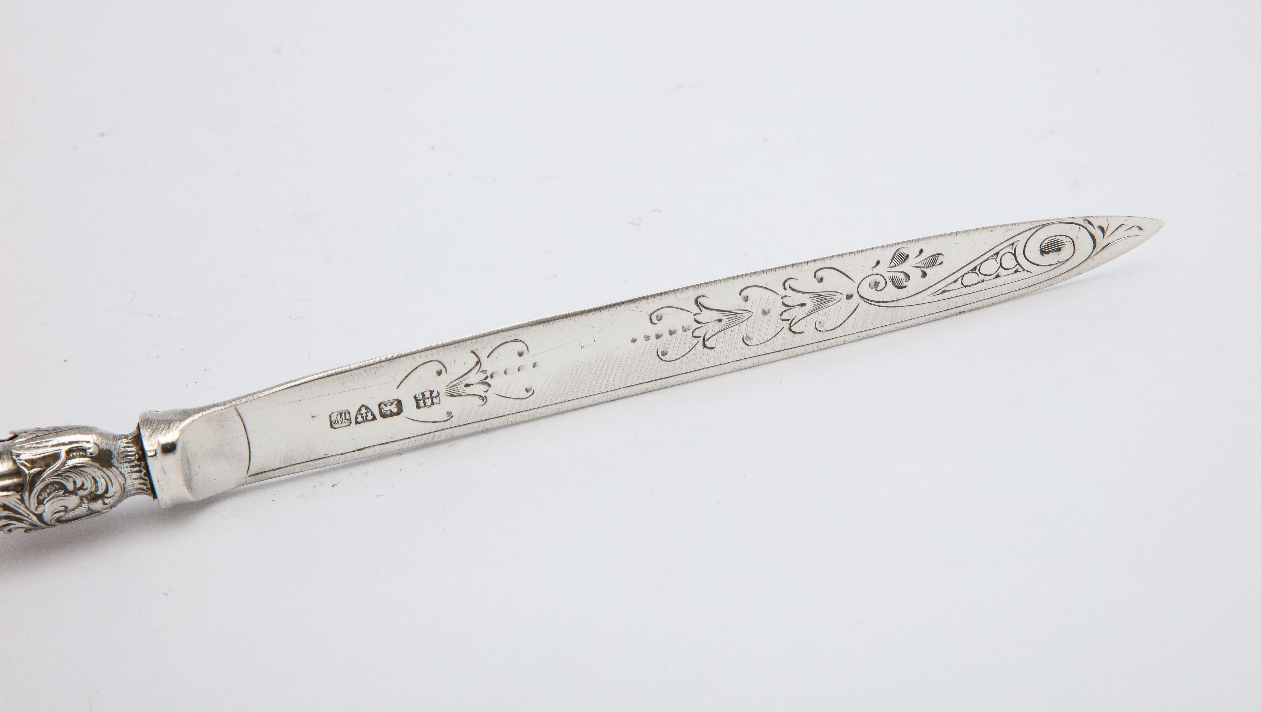 Art Deco Period Sterling Silver-Mounted Blue Enamel Letter Opener/Paper Knife 6
