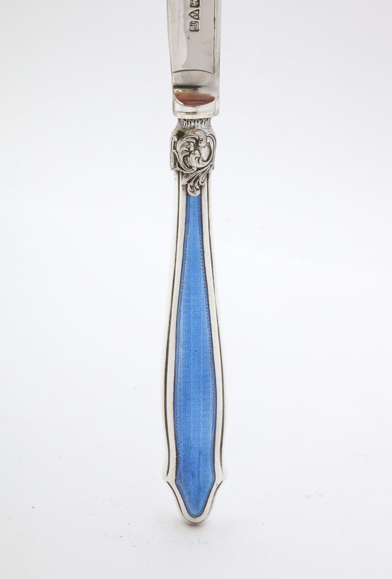 Art Deco Period Sterling Silver-Mounted Blue Enamel Letter Opener/Paper Knife For Sale 2