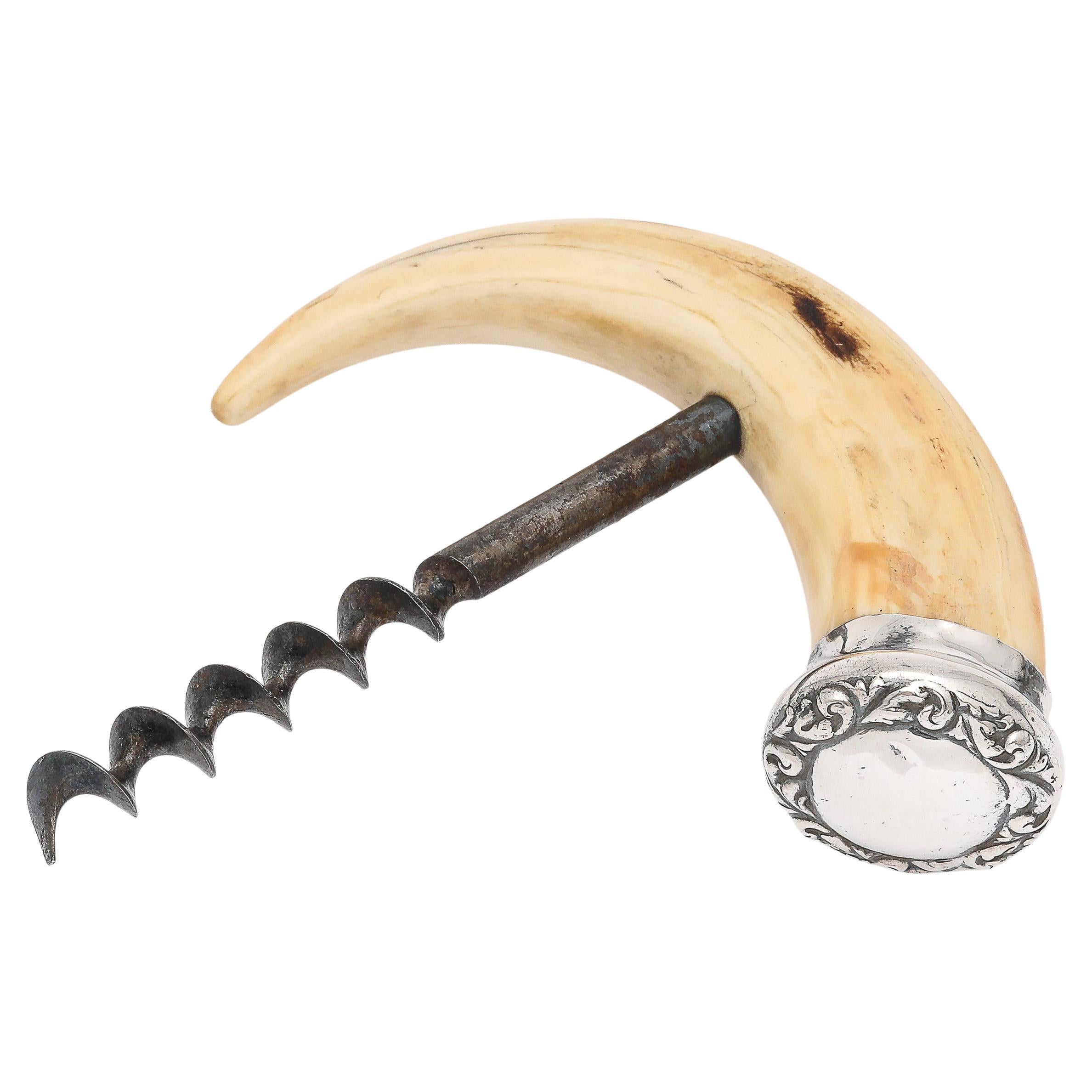 Art Deco Period Sterling Silver-Mounted Corkscrew
