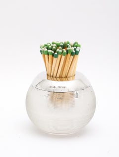 Art Deco Period Sterling Silver-Mounted Threaded Crystal Match Striker