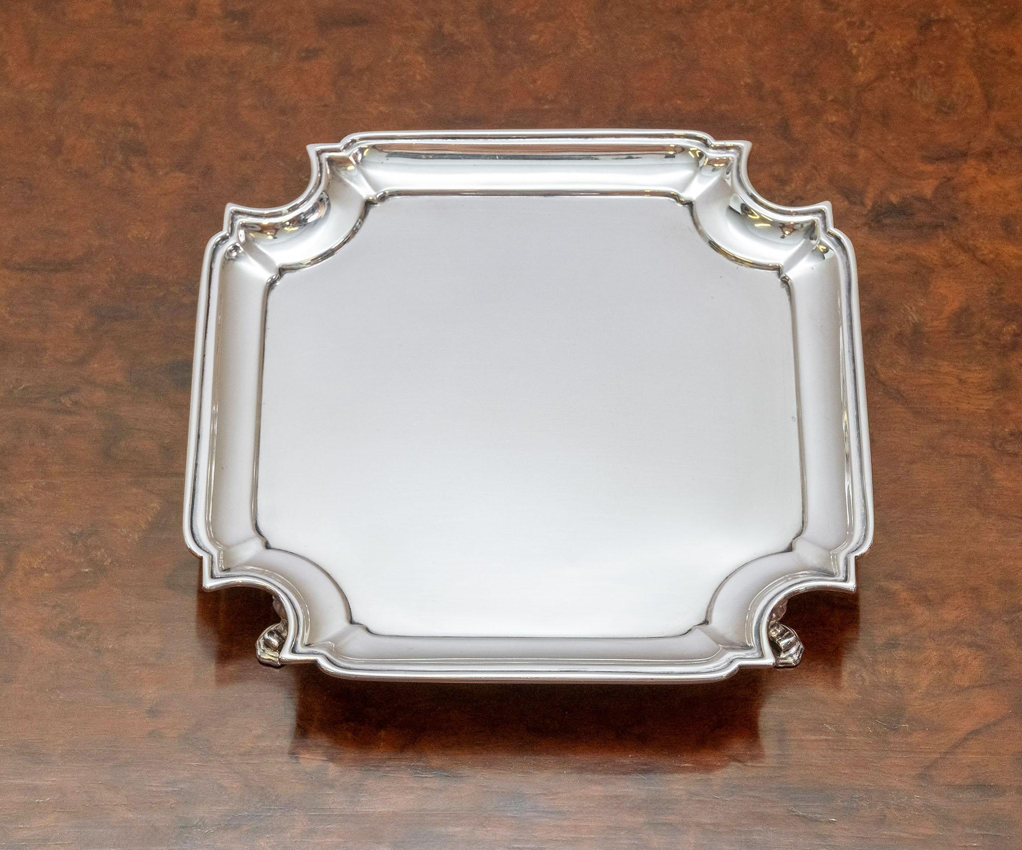 English Art Deco Period Sterling Silver Small Tray By Asprey & Co George V 1931 For Sale
