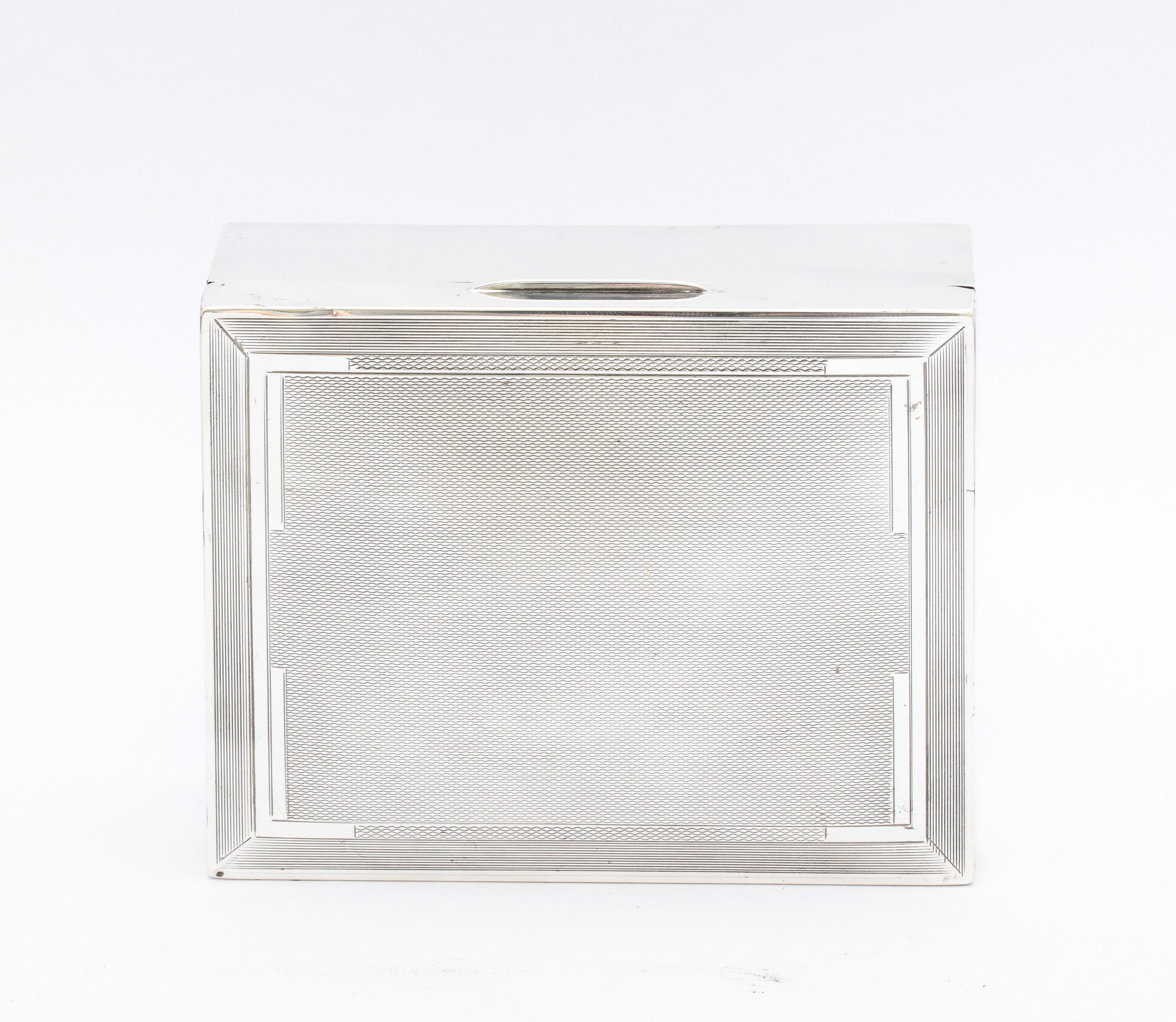Art Deco Period Sterling Silver Table Box With Hinged Lid For Sale 9