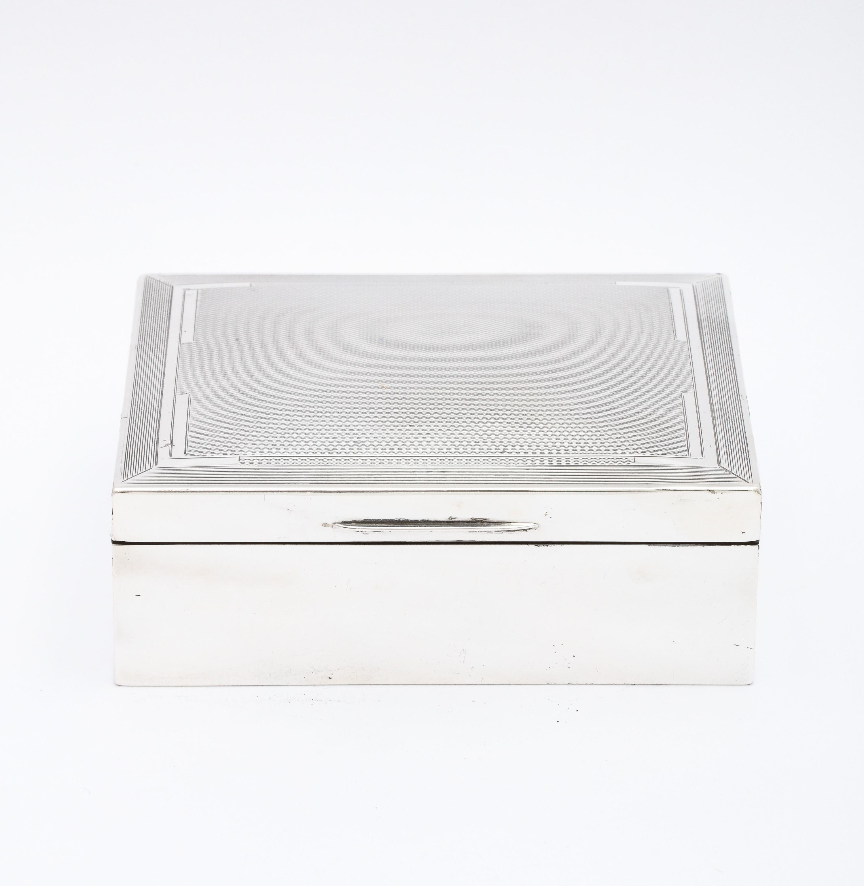 English Art Deco Period Sterling Silver Table Box With Hinged Lid For Sale