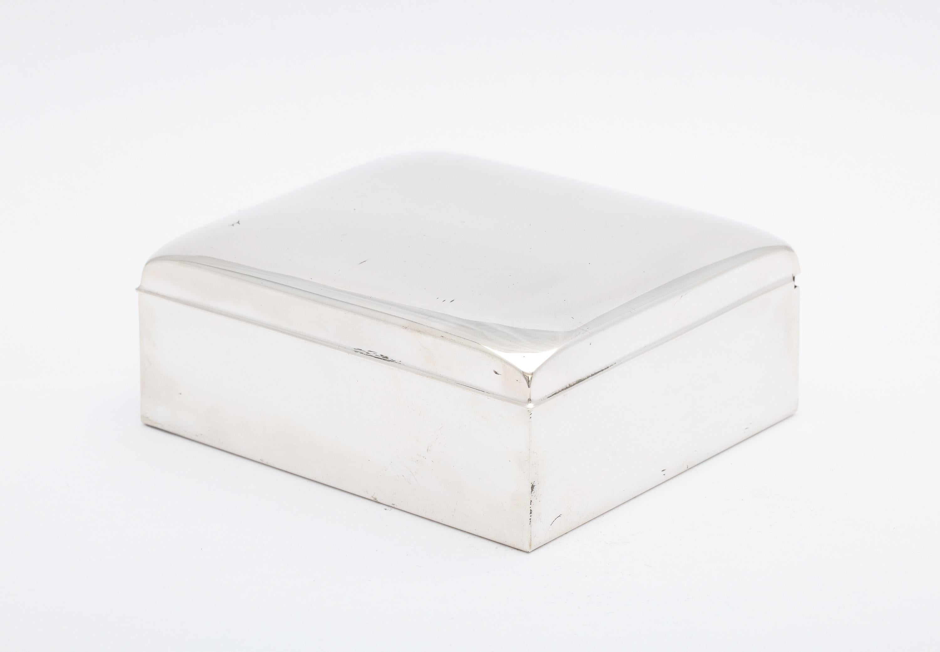 Gold Art Deco Period Sterling Silver Table Box With Hinged LId For Sale