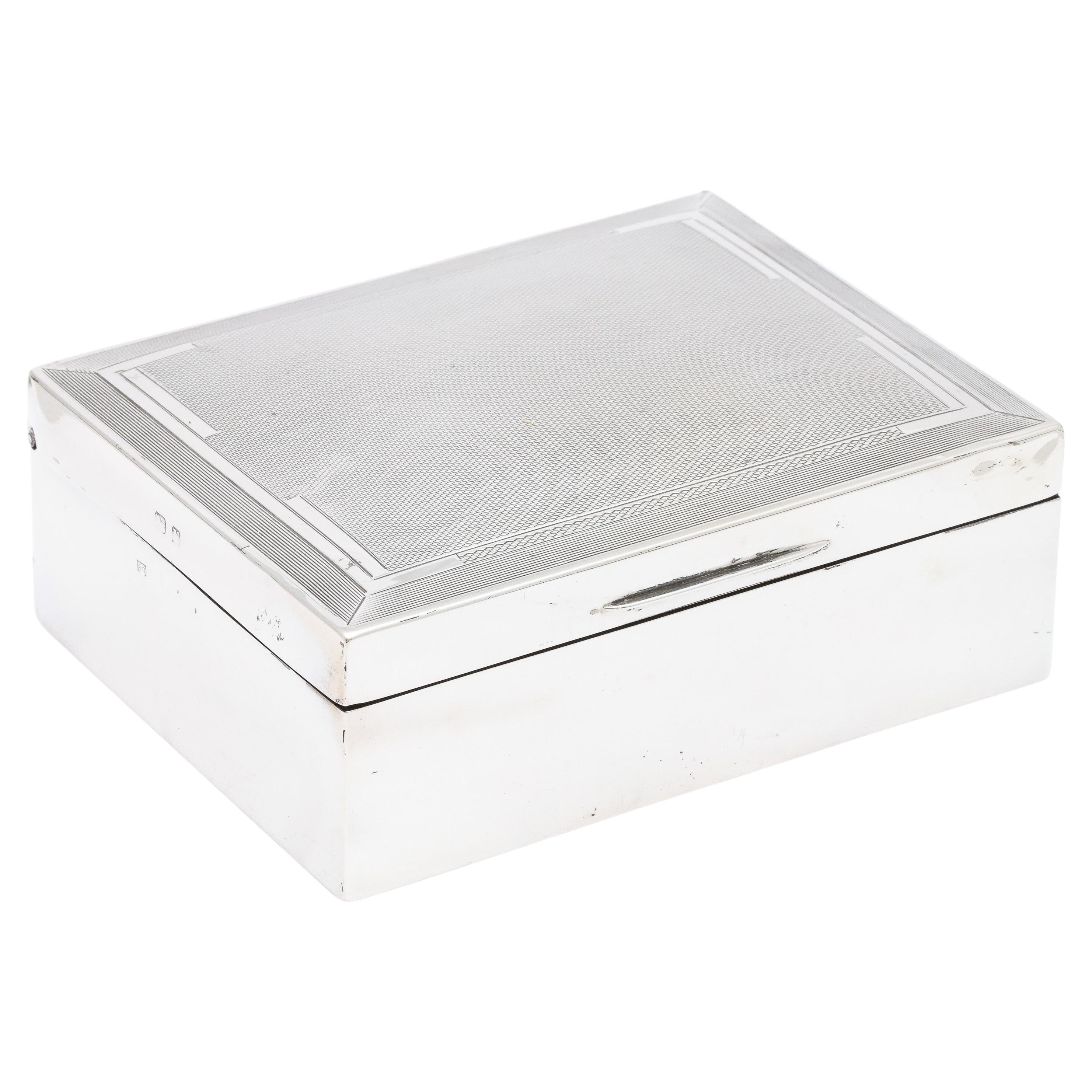 Art Deco Period Sterling Silver Table Box With Hinged Lid For Sale