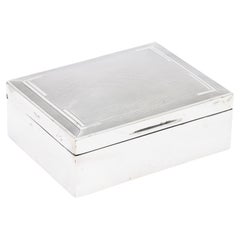 Art Deco Period Sterling Silver Table Box With Hinged Lid