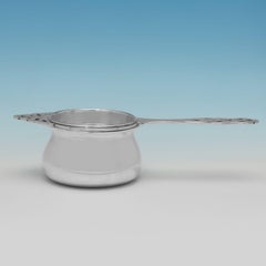 Art deco period sterling silver tea strainer made in 1938