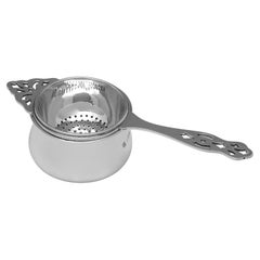 Art deco period sterling silver tea strainer made in 1938