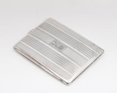 Art Deco Period Sterling Silver Tuxedo-Striped Cigarette/Business Card Case