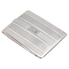 Art Deco Period Sterling Silver Tuxedo-Striped Cigarette/Business Card Case