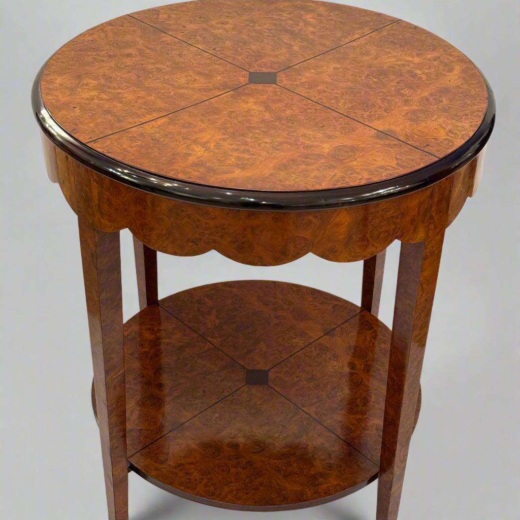 Art Deco Period Two Tier Amboyna Inlaid with Ebony Table, France circa 1930. In Good Condition In New York, NY