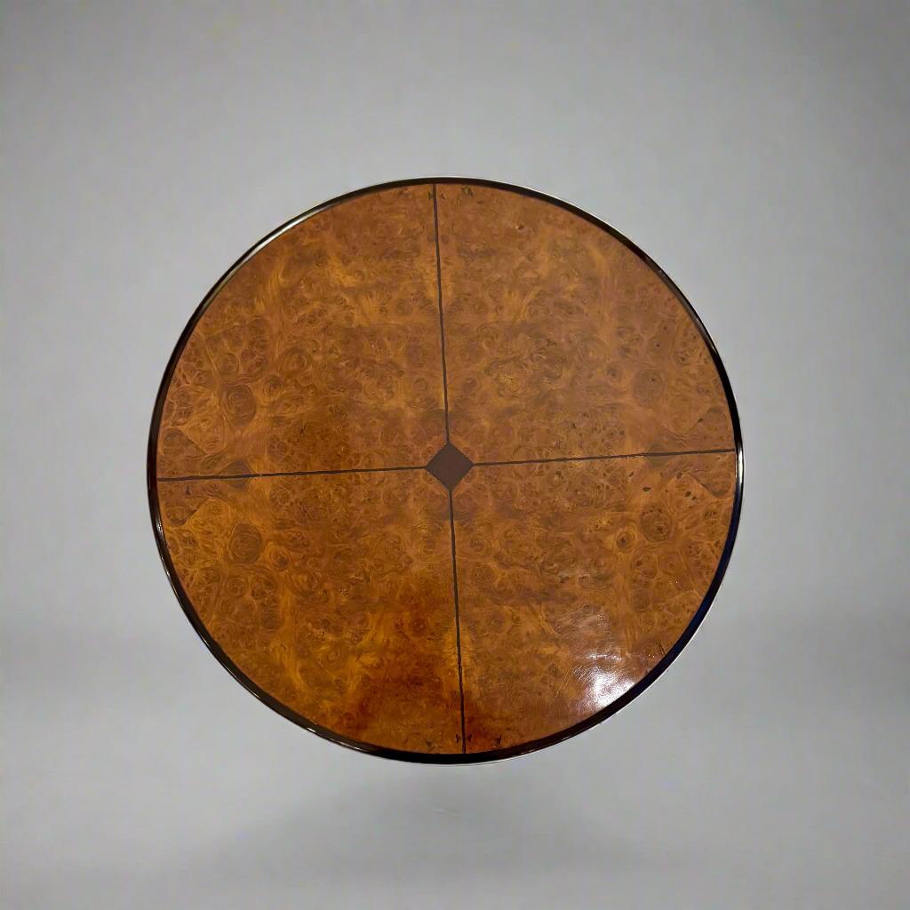 Wood Art Deco Period Two Tier Amboyna Inlaid with Ebony Table, France circa 1930.