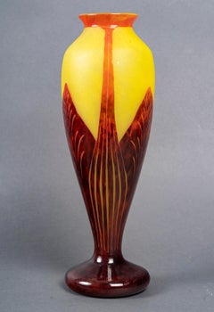 Vase d'époque Art déco par Charles Schneider pour Verre Français, 1930.