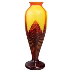 Vase d'époque Art déco par Charles Schneider pour Verre Français, 1930.