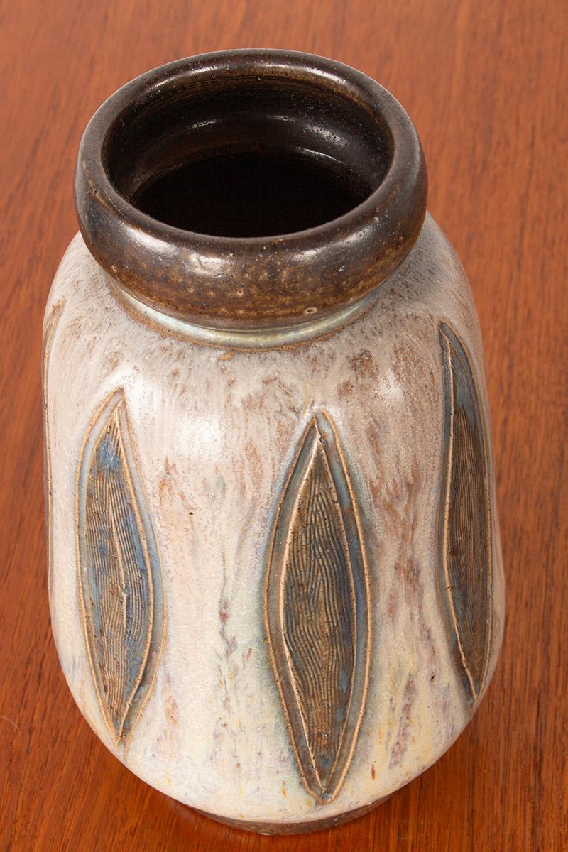 Art Deco period vase in glazed ceramic, green and gray, by Edouard Grégoire. in vendita 4