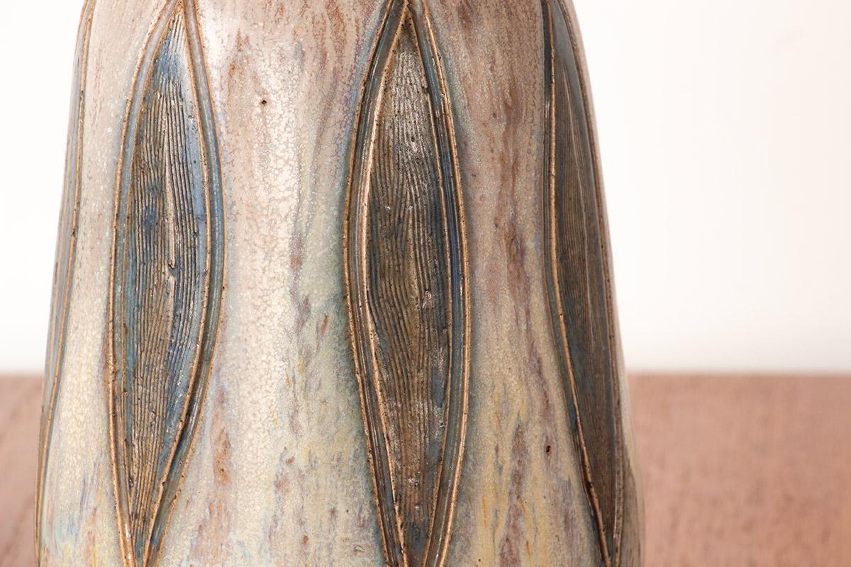 Art Deco period vase in glazed ceramic, green and gray, by Edouard Grégoire. In condizioni ottime in vendita a JOINVILLE-LE-PONT, FR